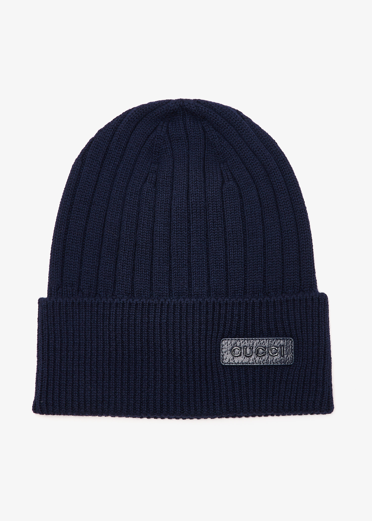 

Rib-knit wool hat, Navy