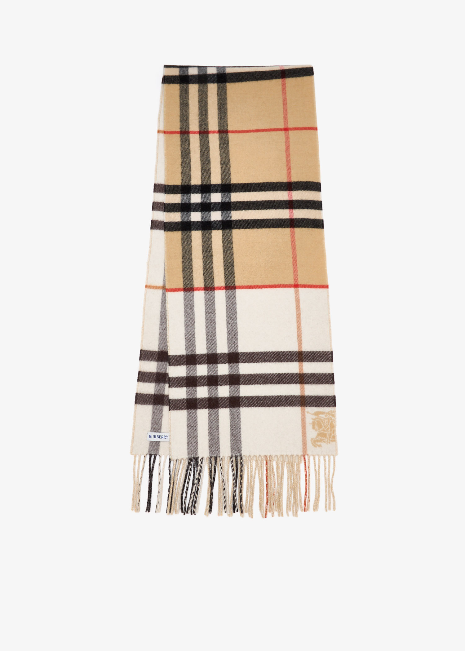 

Contrast Check cashmere scarf, Beige