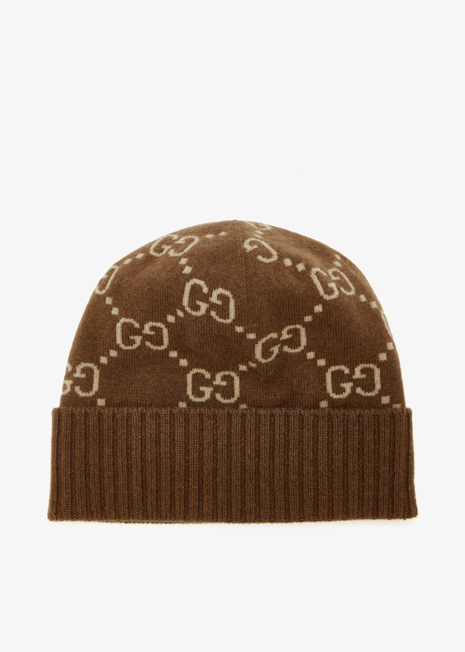 

GG cashmere jacquard hat, Brown