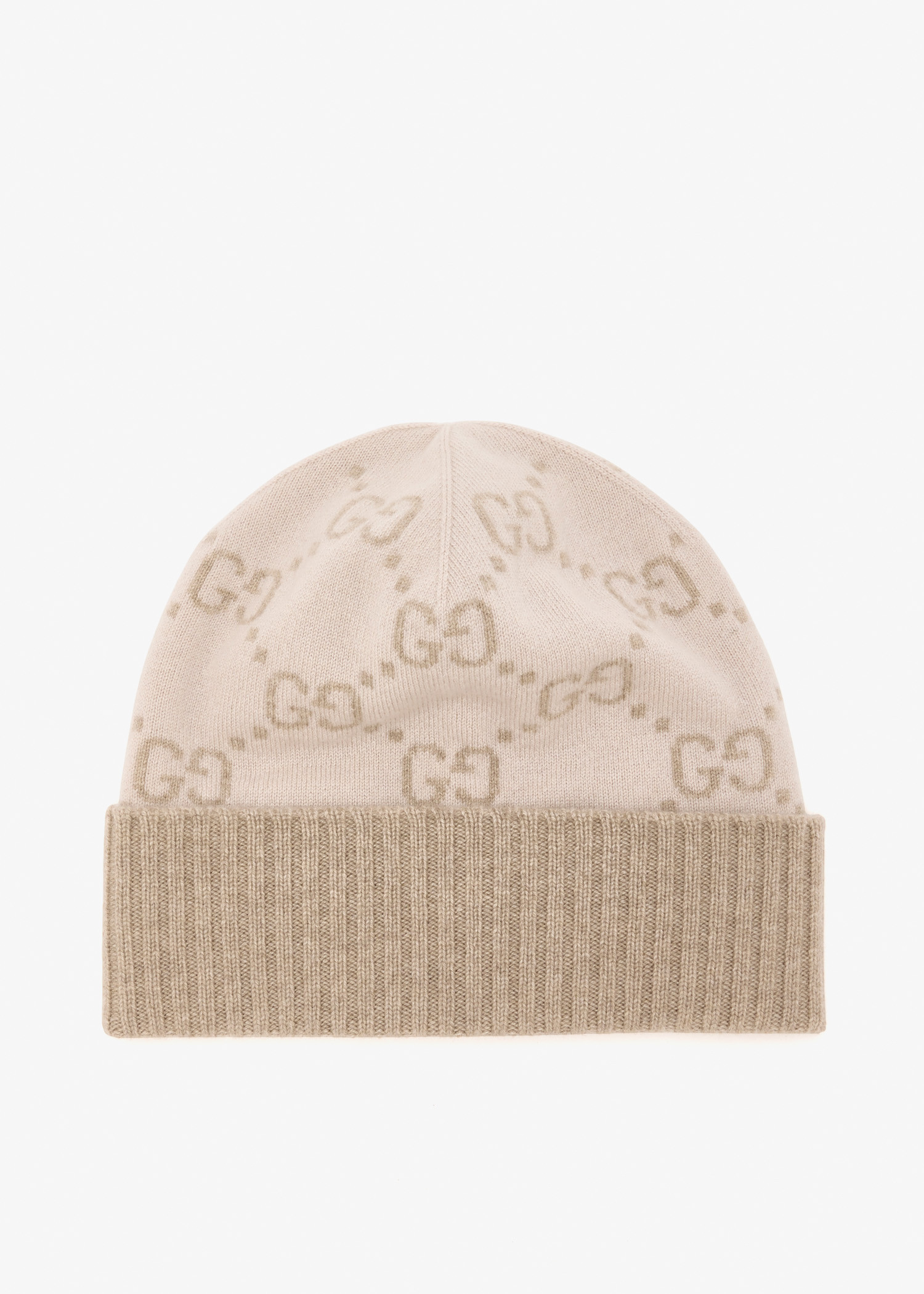 

GG cashmere jacquard hat, Cream