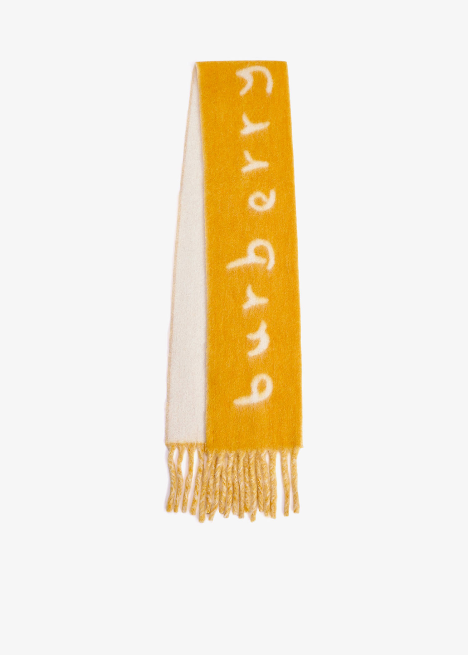 

Logo reversible wool scarf, Yellow