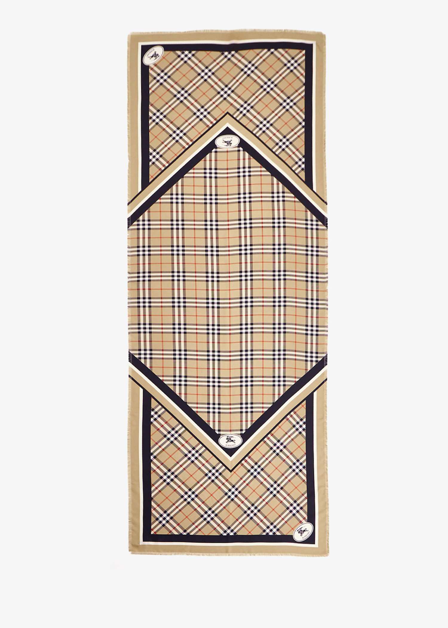 

Check Knight Stamp silk scarf, Beige