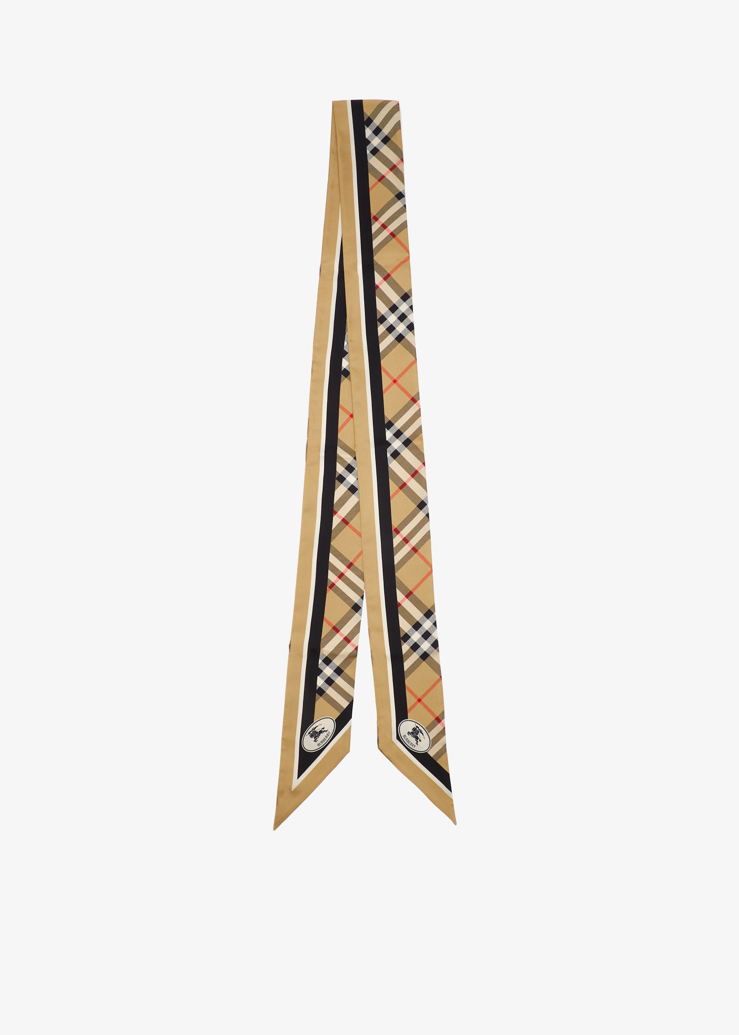 

Skinny Check silk scarf, Beige