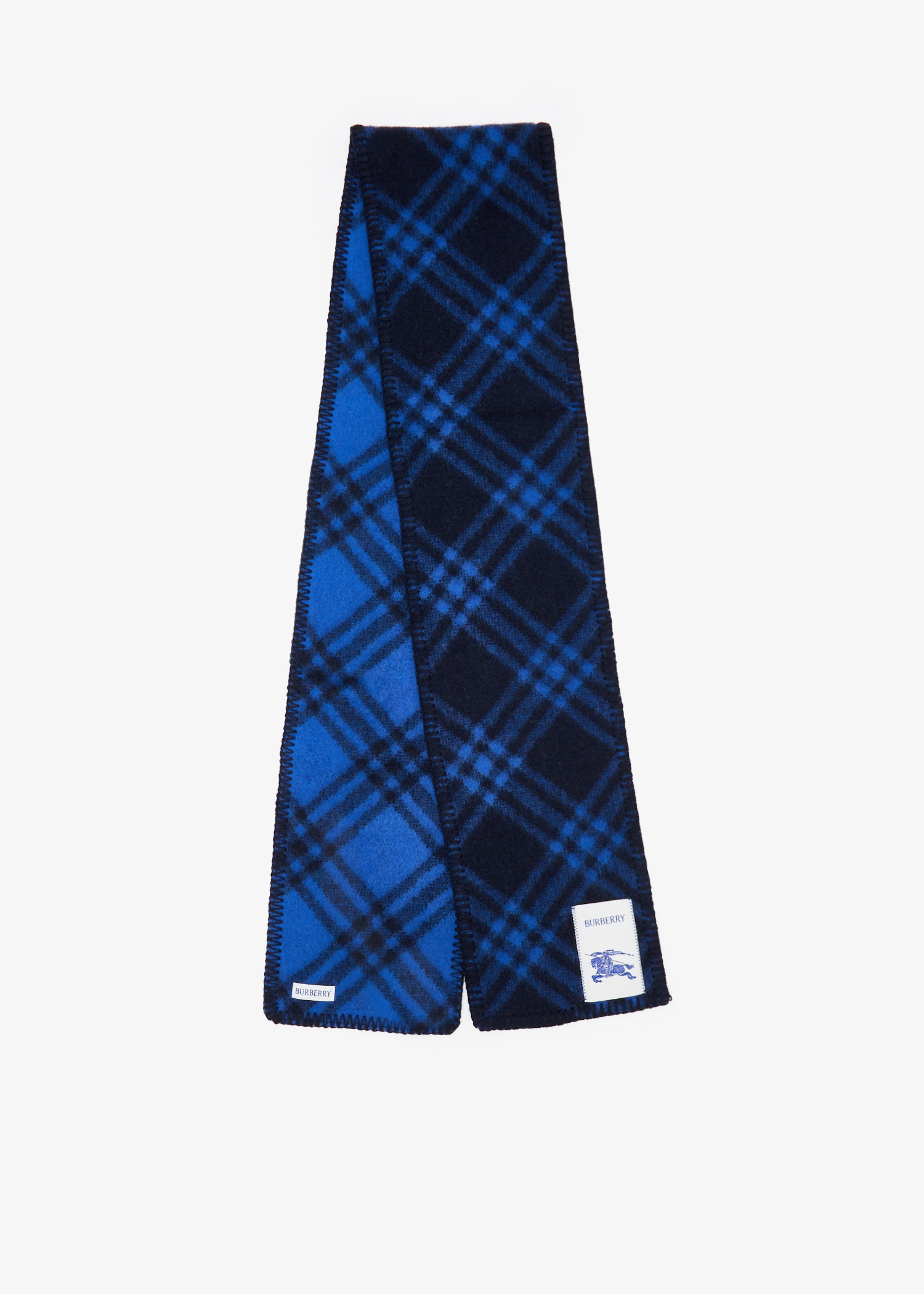 

Narrow Check wool scarf, Blue
