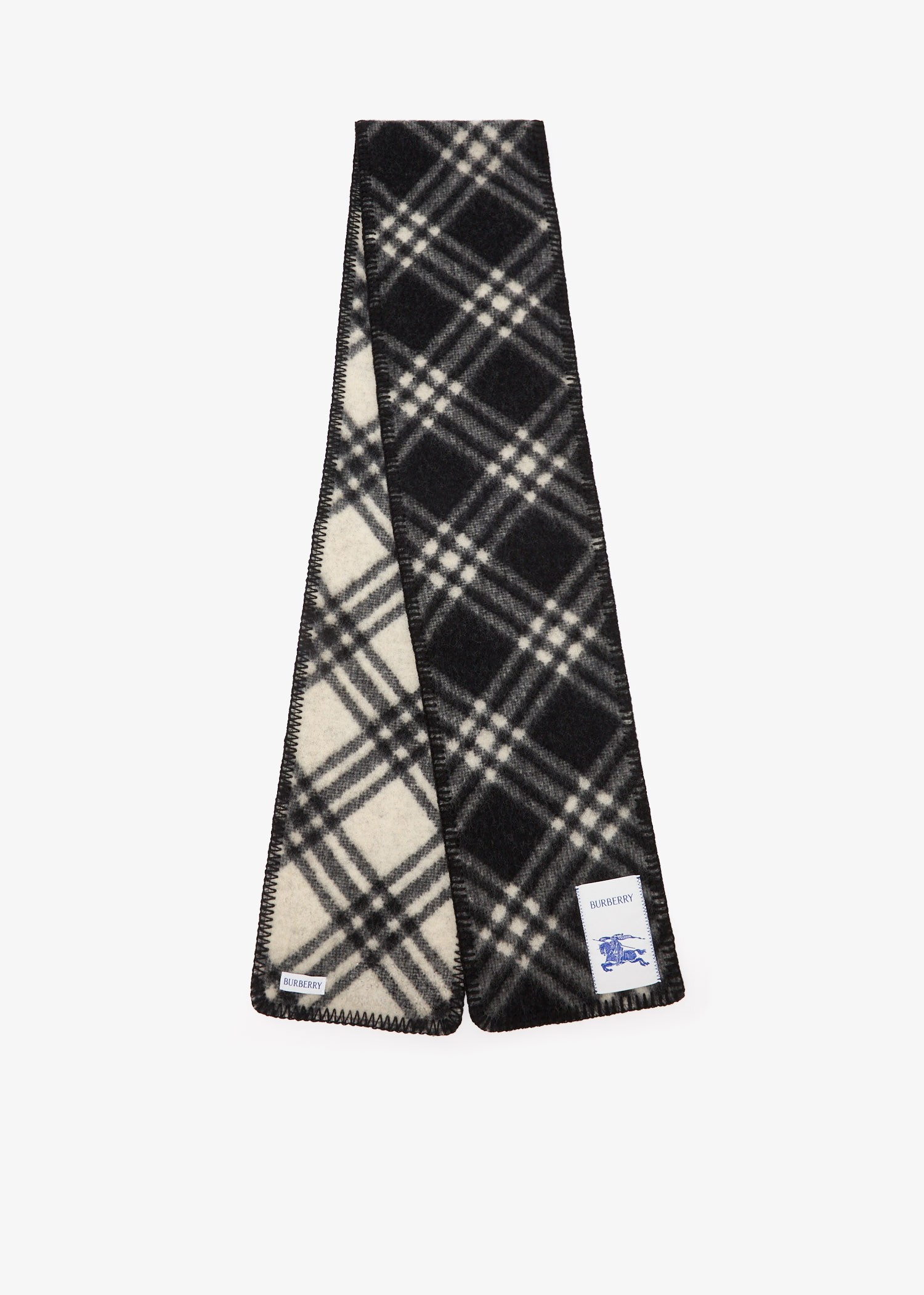 

Narrow Check wool scarf, Black