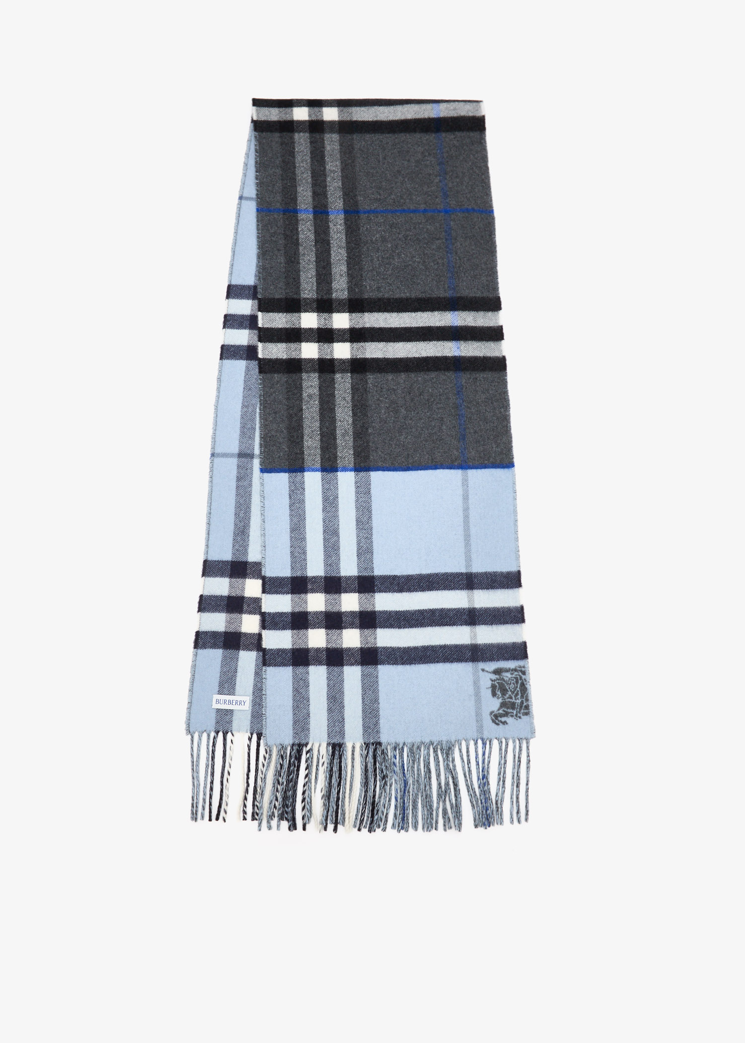 

Contrast Check cashmere scarf, Grey