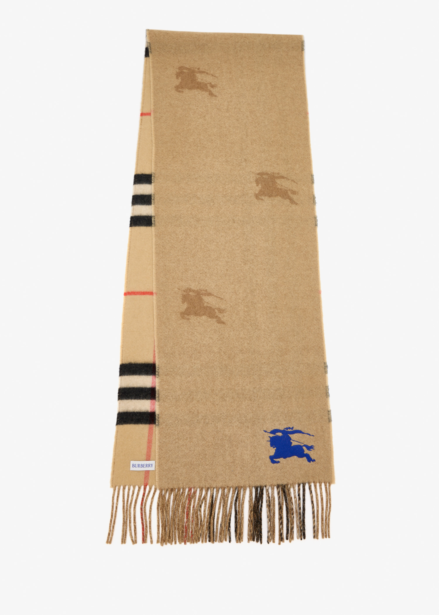 

Reversible EKD Check Cashmere scarf, Beige