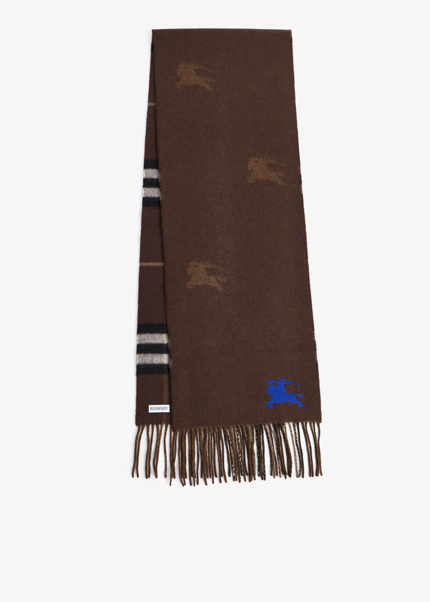 

Reversible EKD Check cashmere scarf, Brown