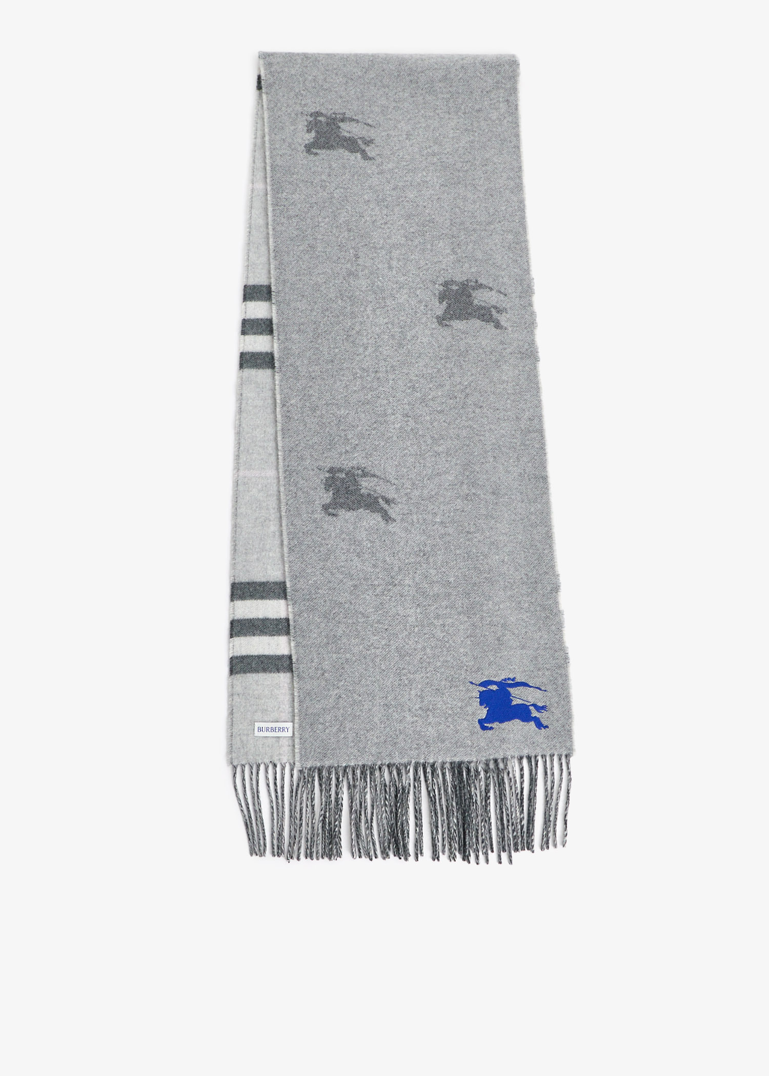 

Reversible EKD Check cashmere scarf, Grey