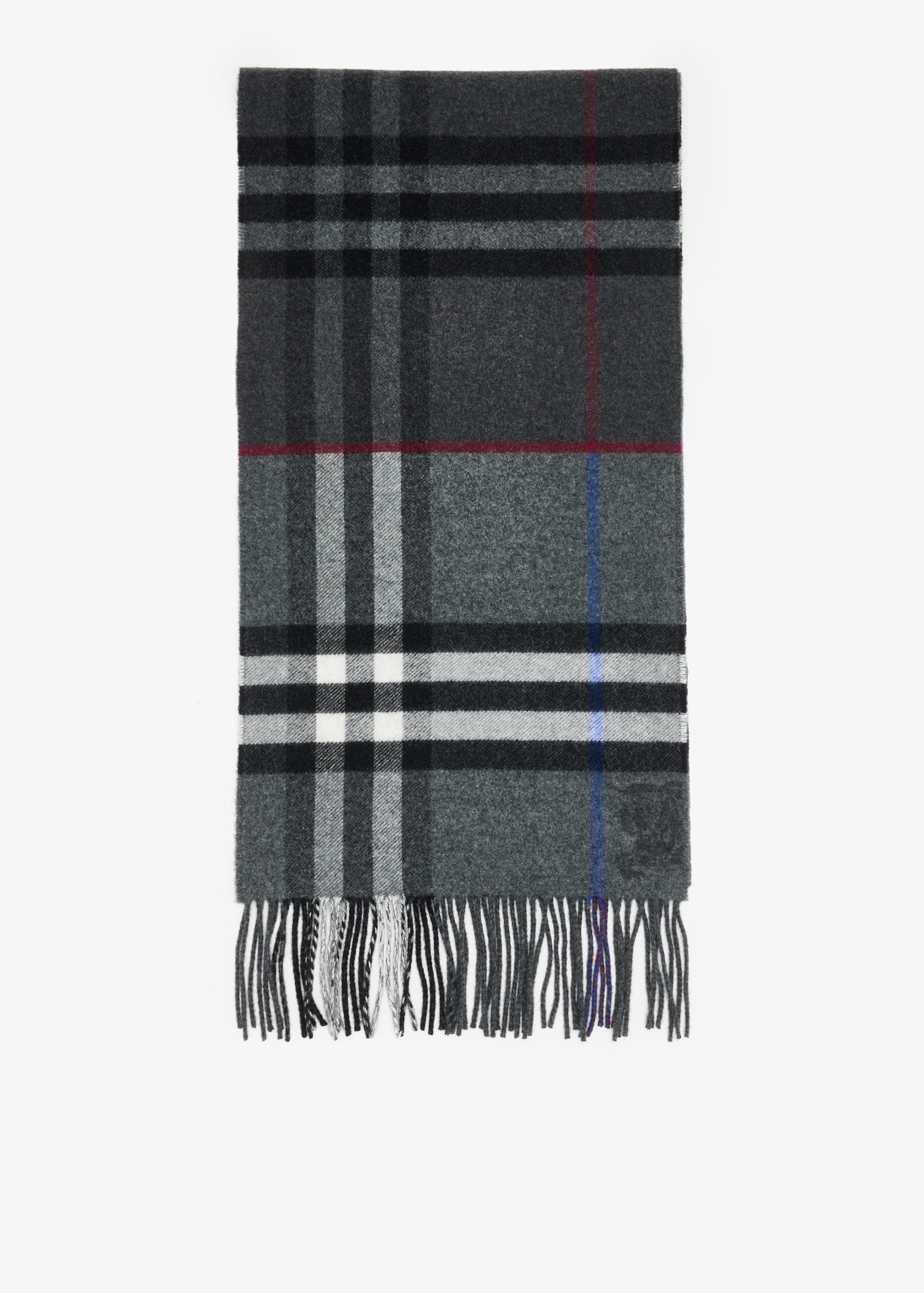 

Contrast Check Cashmere scarf, Grey