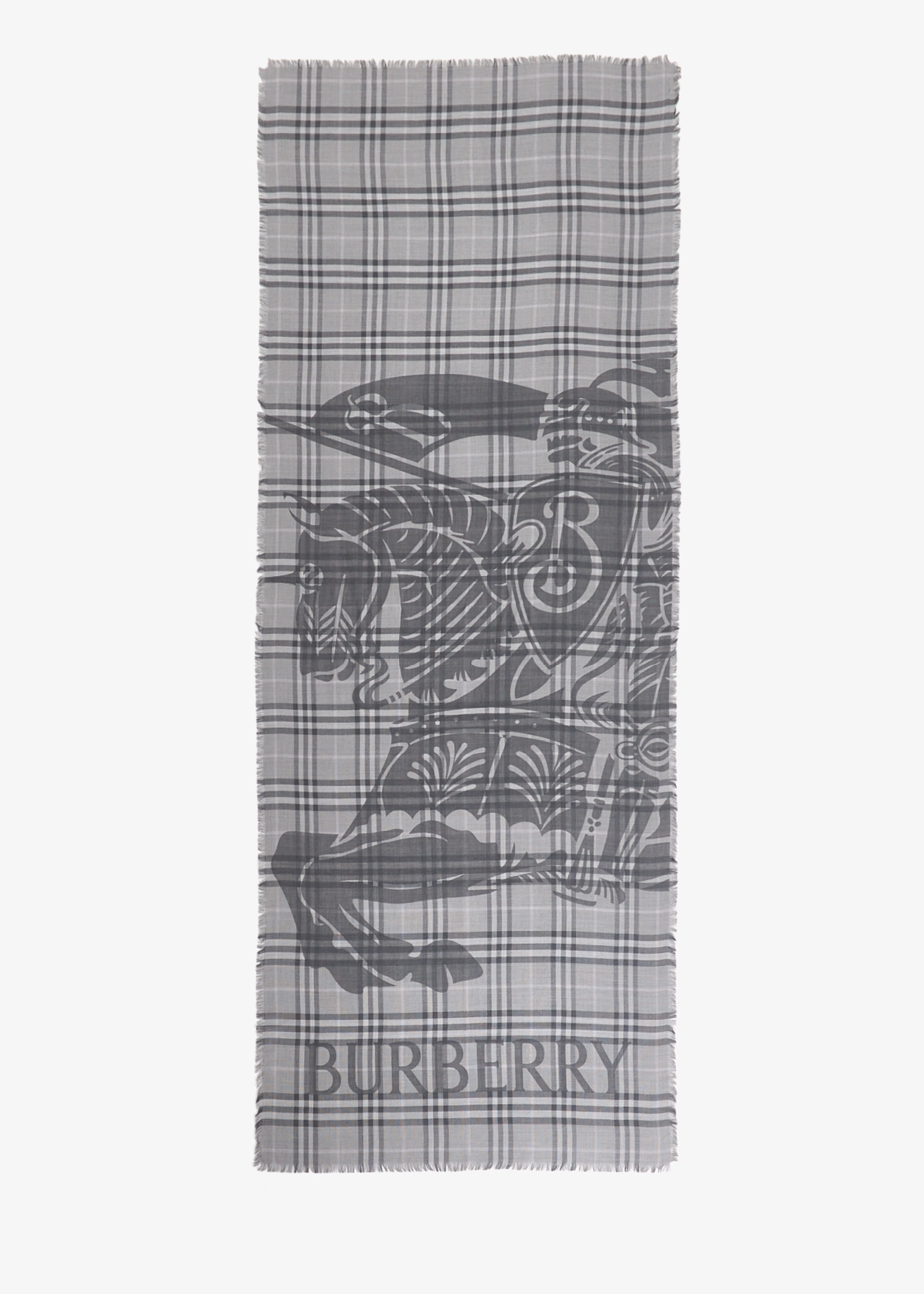 

Equestrian Knight Check wide scarf, Grey