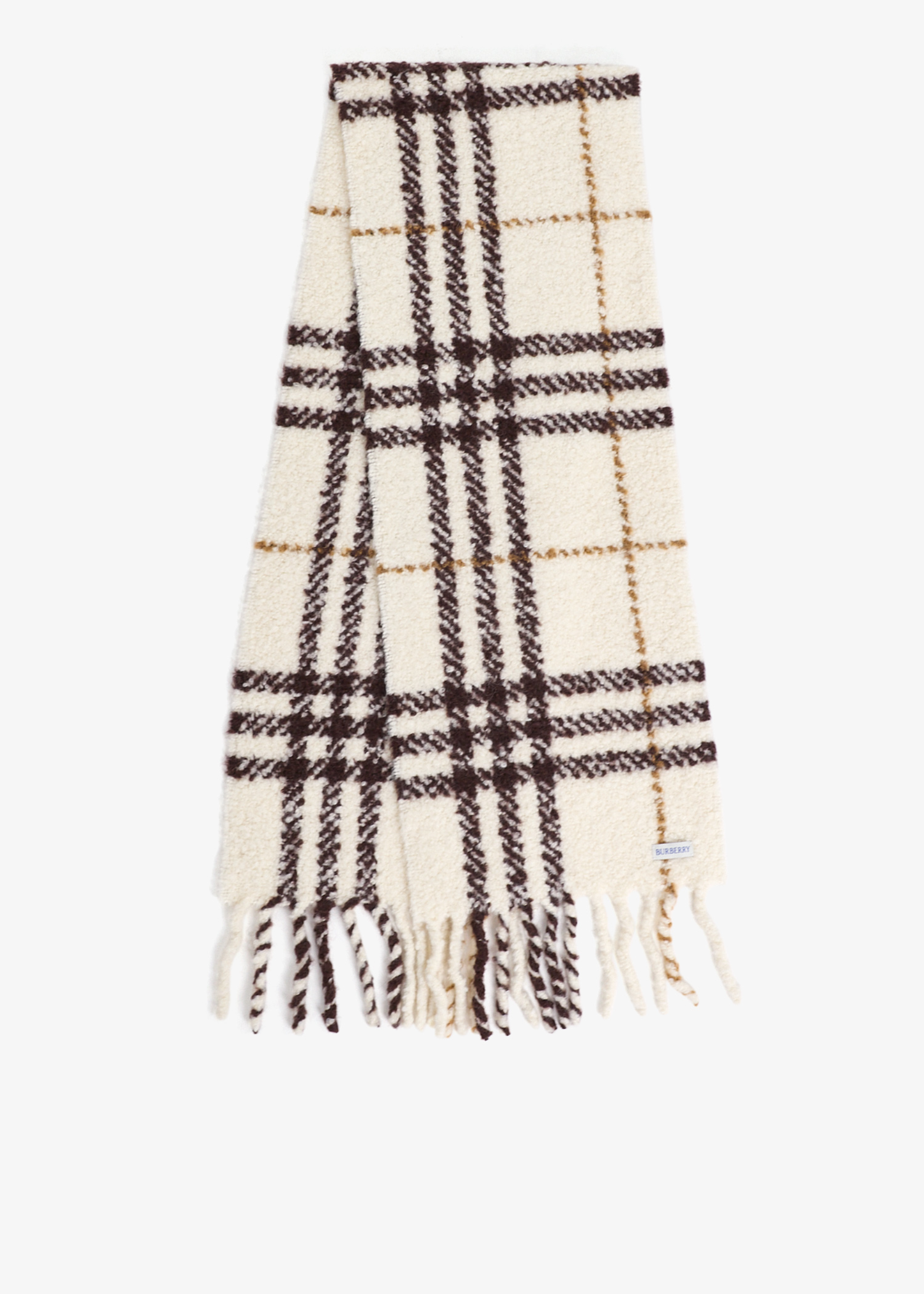 

Check bouclé scarf, Cream
