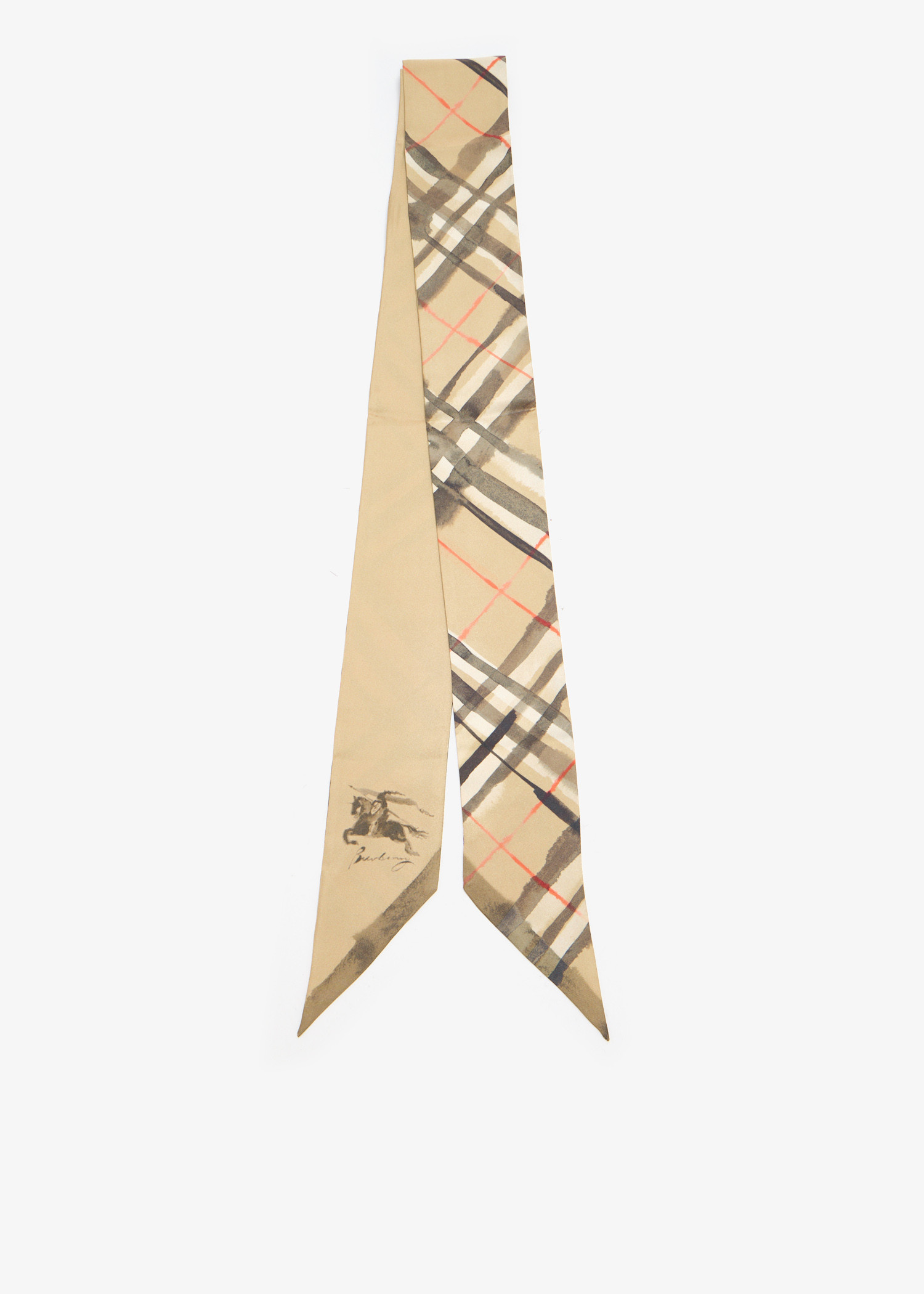 

Skinny Watercolour Check silk scarf, Printed