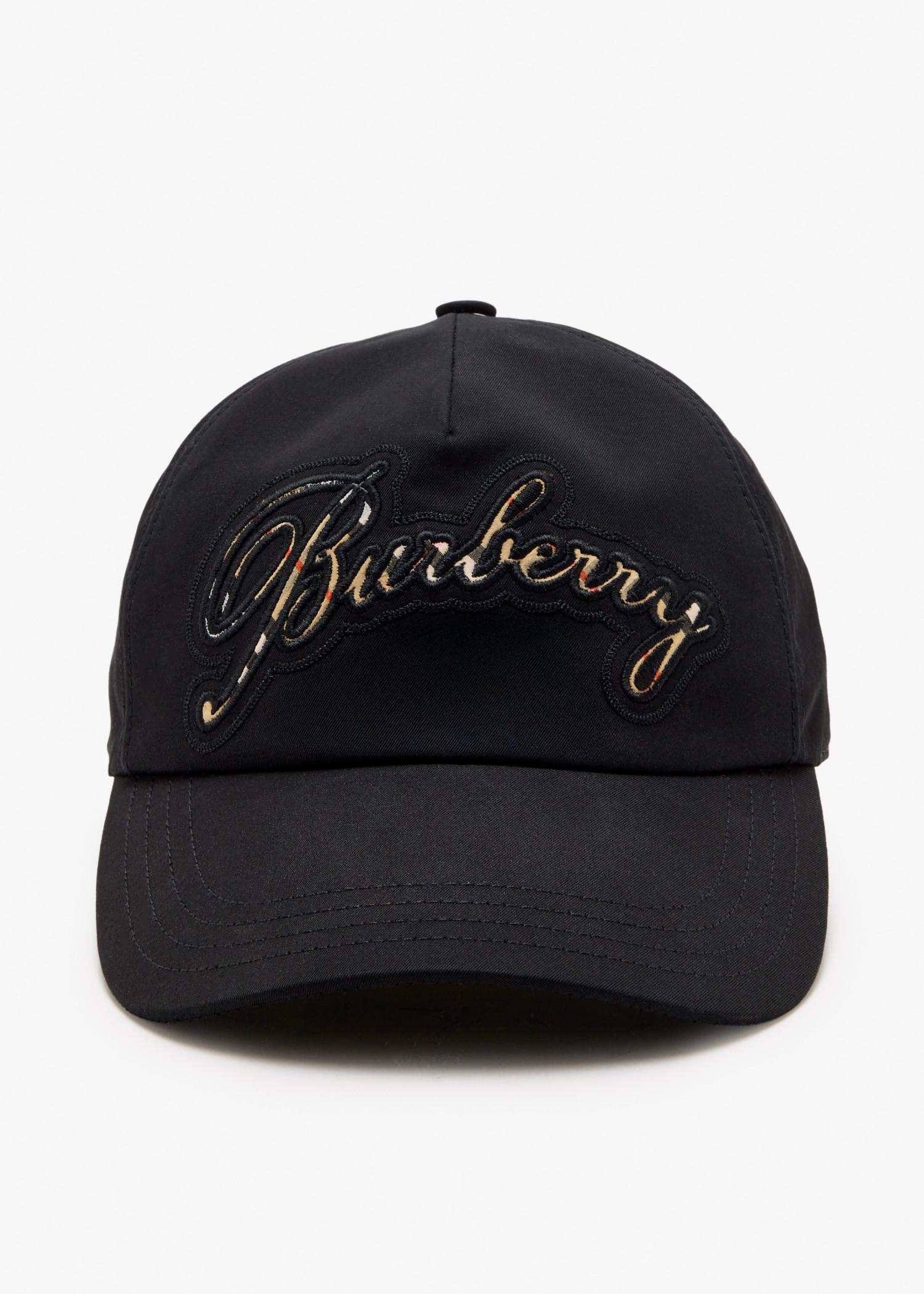

Check cursive logo baseball cap, Black