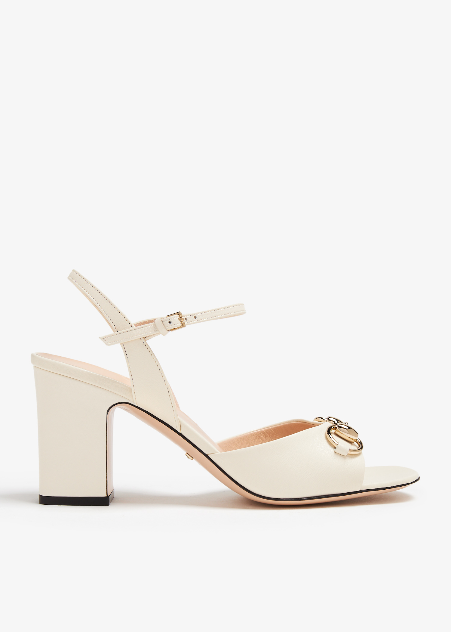 

Horsebit mid-heel sandals, White