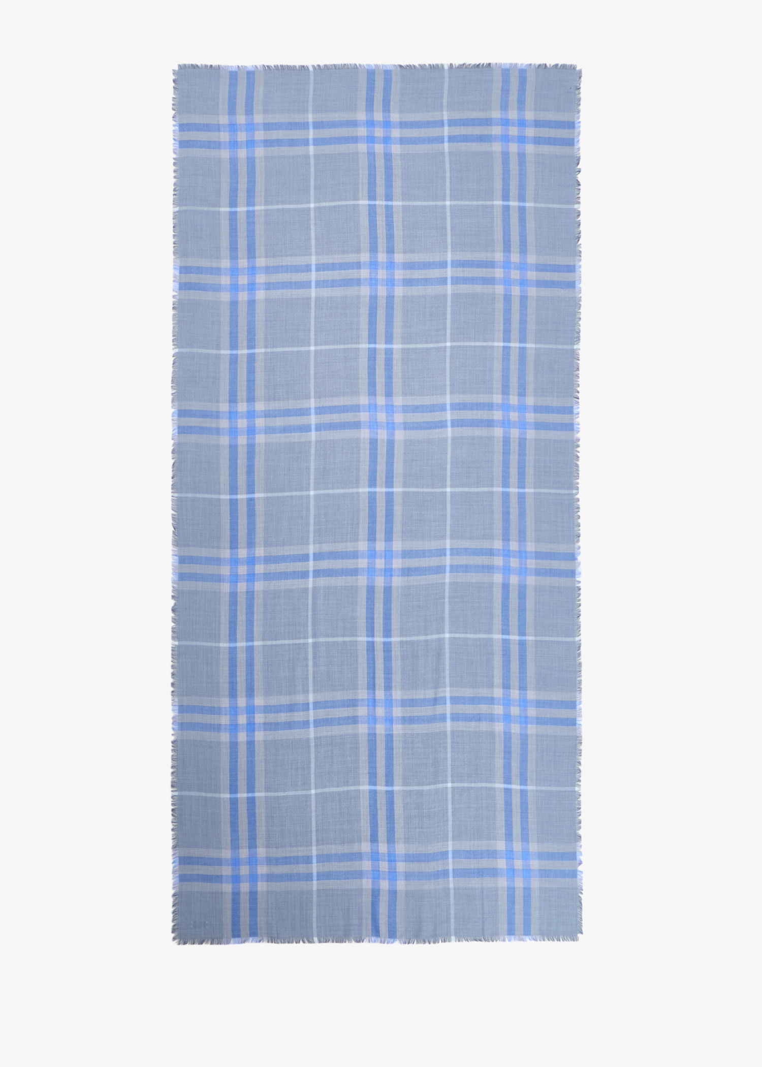 

Reversible Check wool silk scarf, Blue