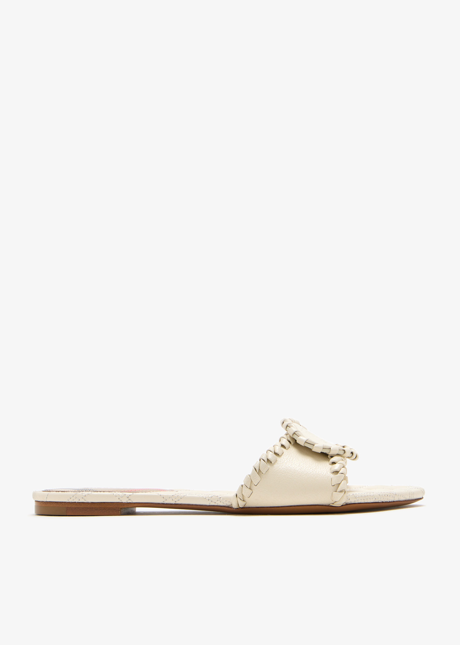 

Leather Knight Stamp slide sandals, Cream