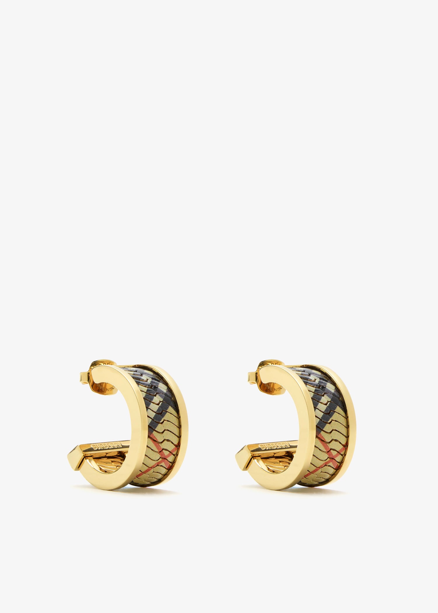 

Check Print hoop earrings, Gold