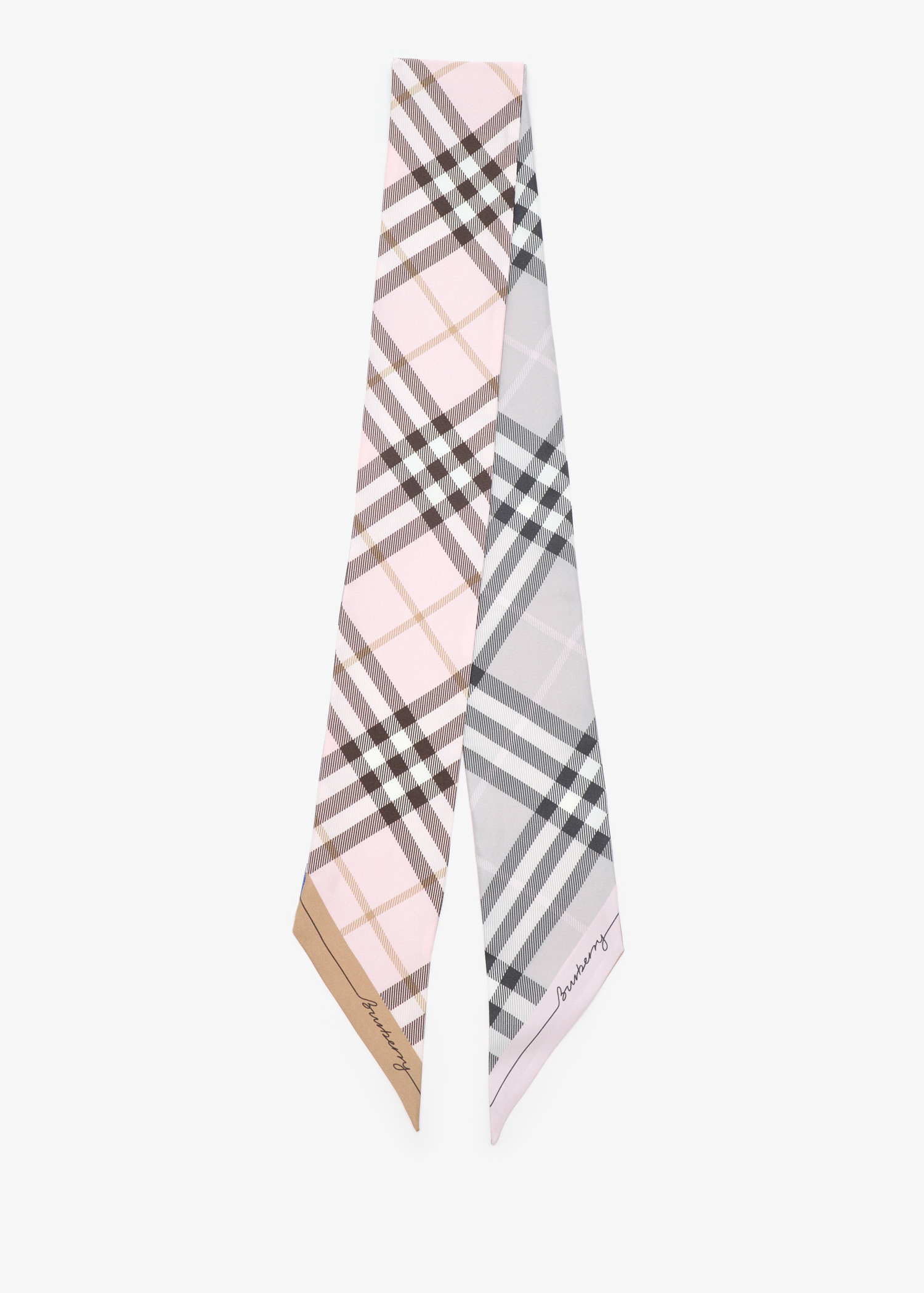 

Skinny Contrast Check silk scarf, Printed