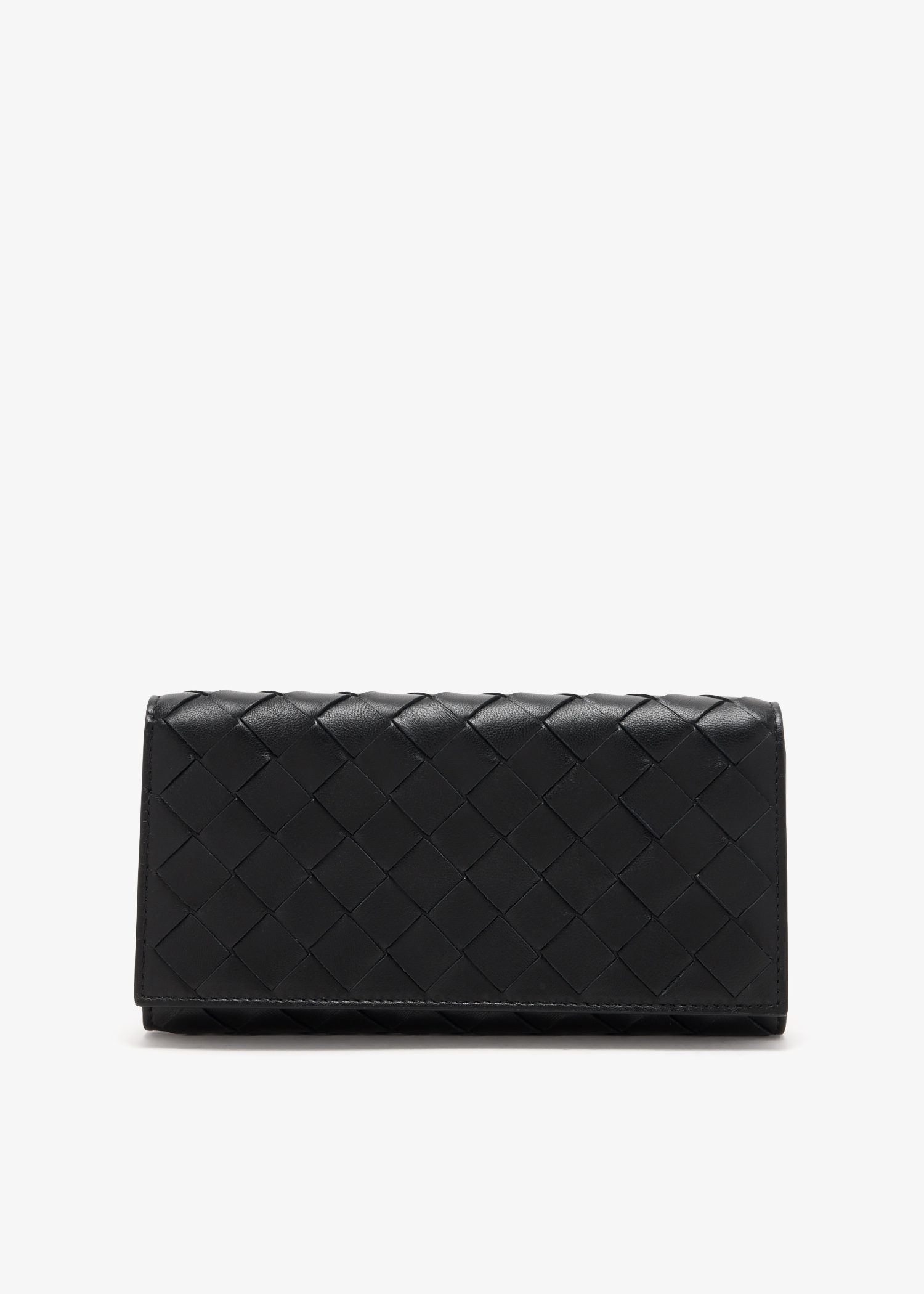 

Intrecciato Large flap wallet, Black