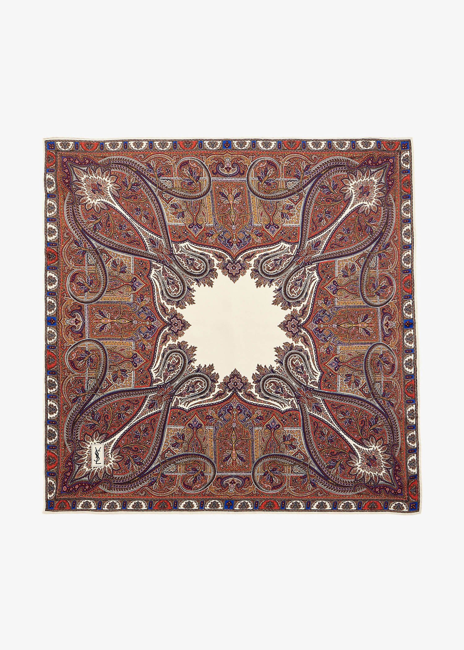 

Paisley square silk twill scarf, Printed