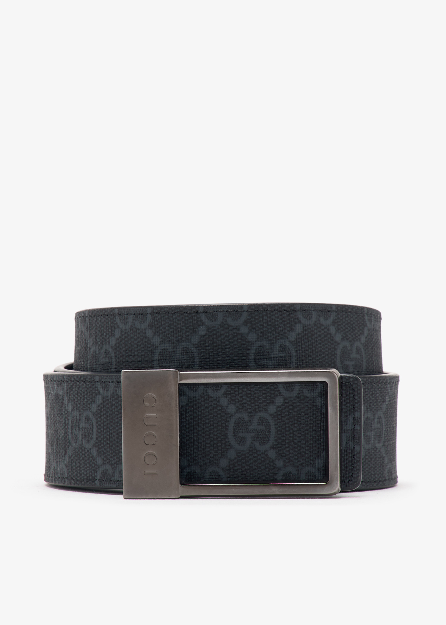

GG rectangular-buckle reversible belt, Black