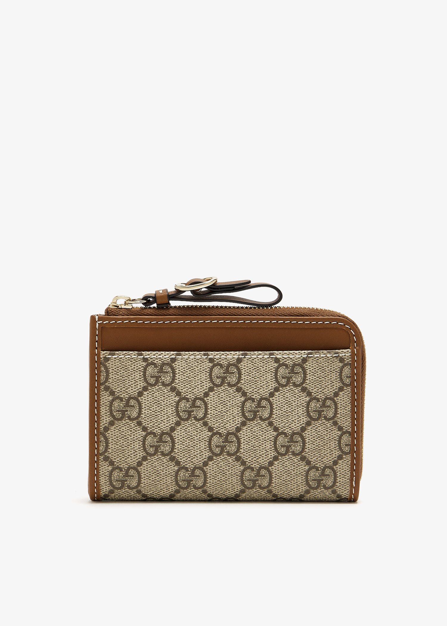 

GG Emblem zip card case, Brown