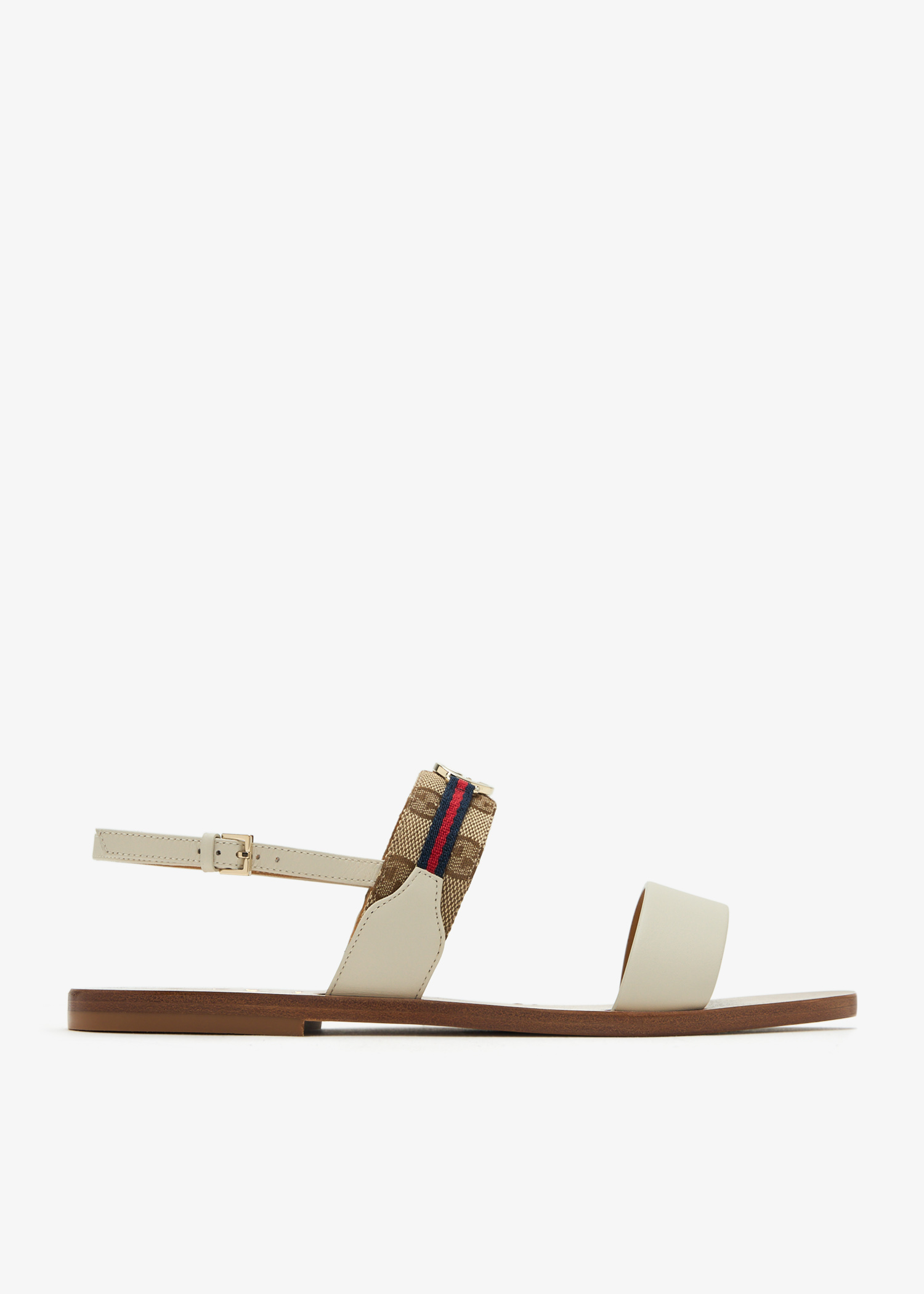 Interlocking G Web sandals, White