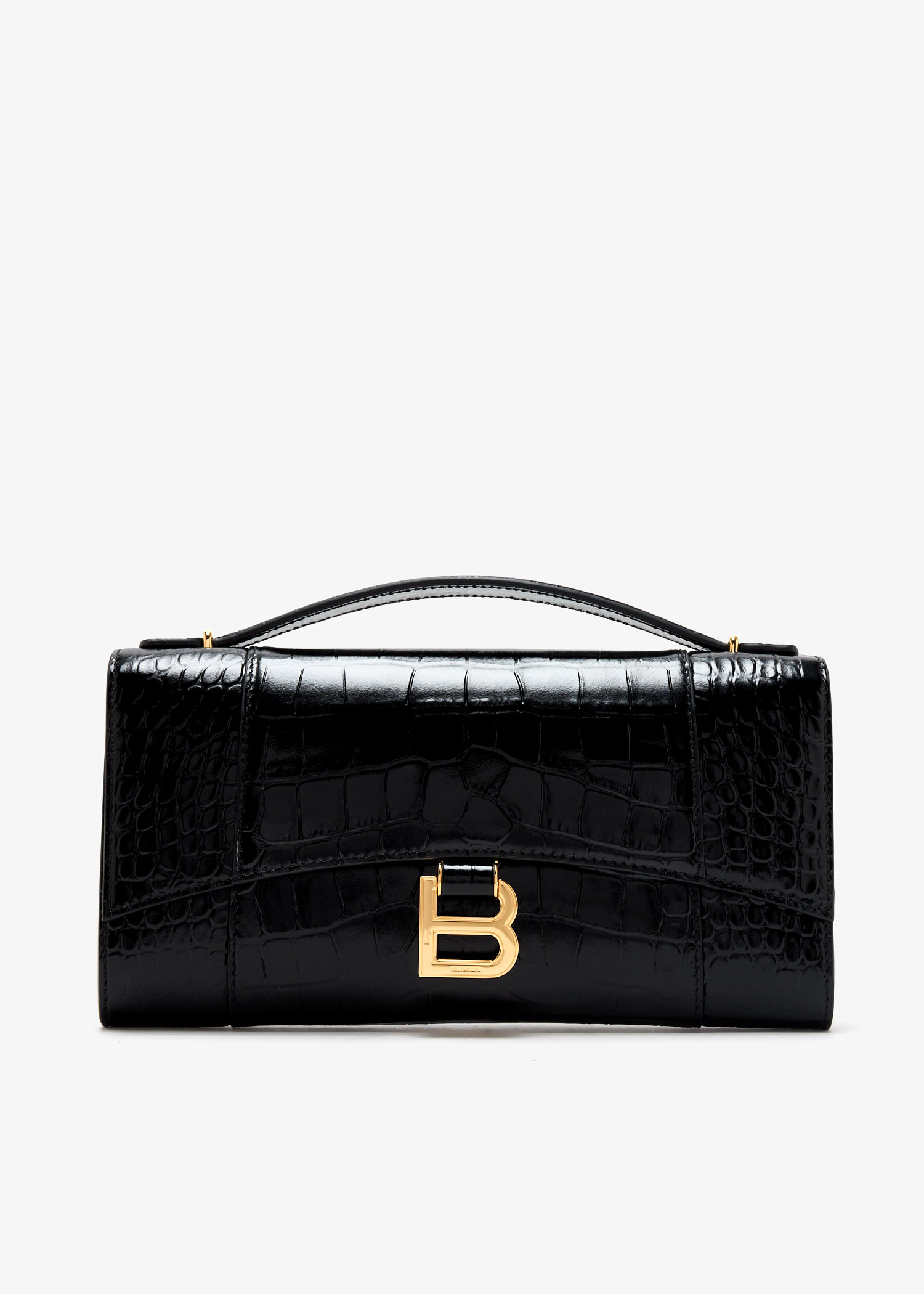 

Hourglass top handle bag, Black