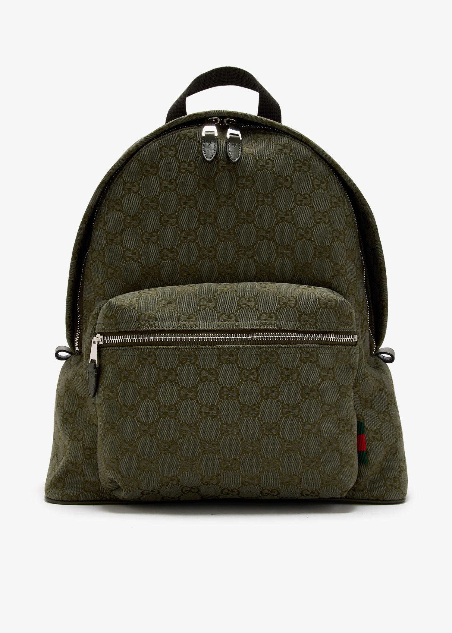 

GG Canvas medium backpack, Green