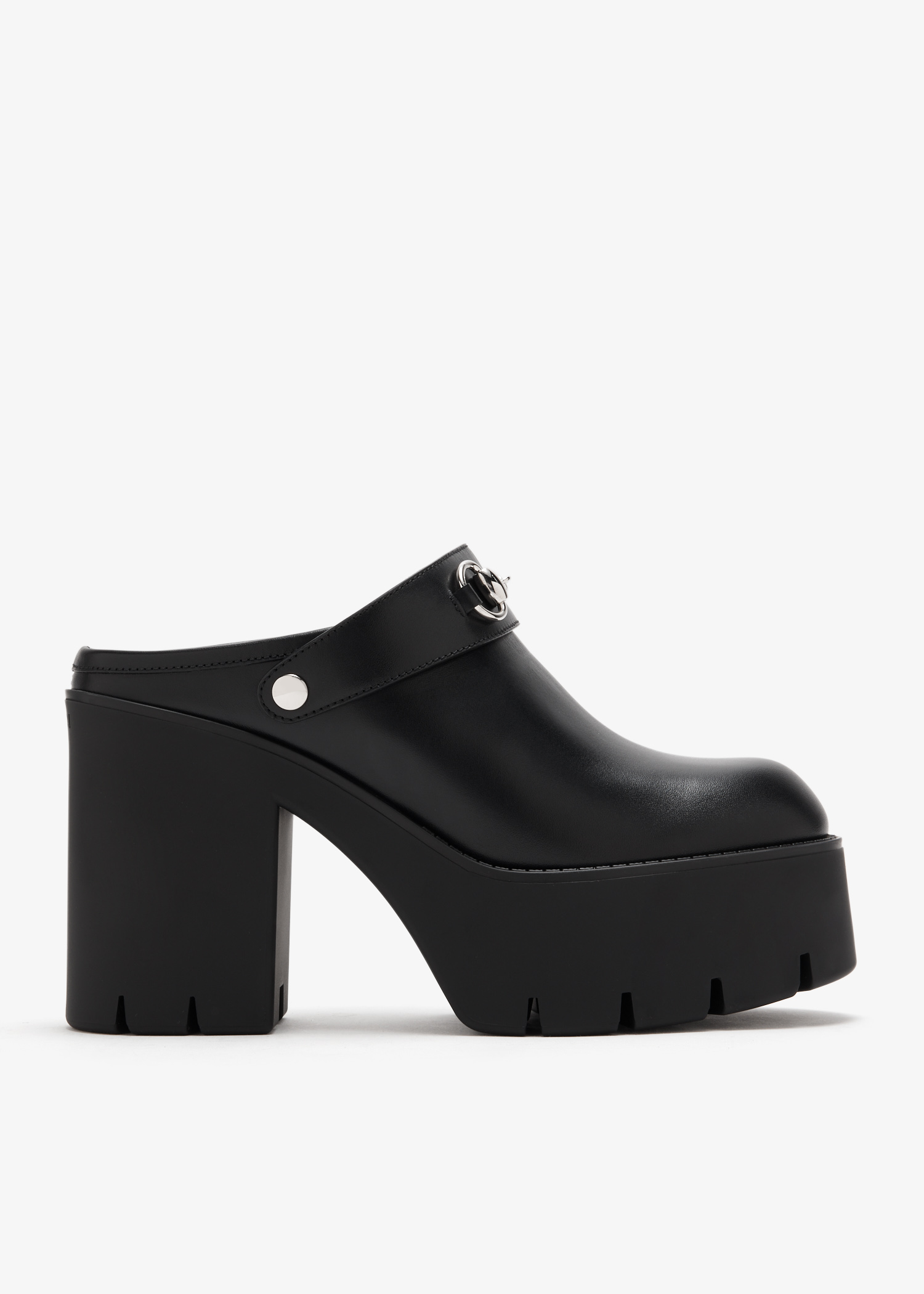 

Horsebit platform mules, Black