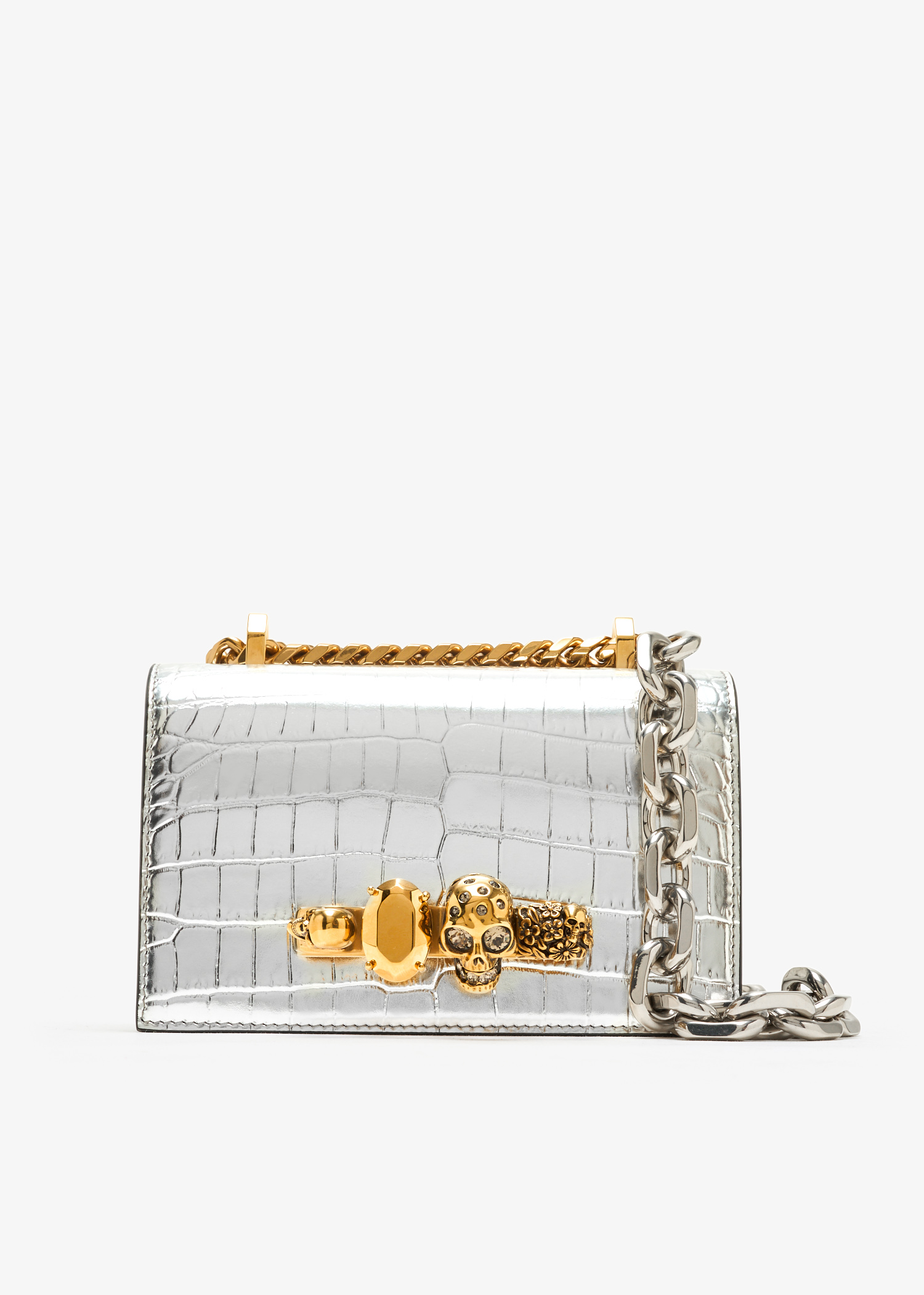 

Mini jewelled satchel, Silver