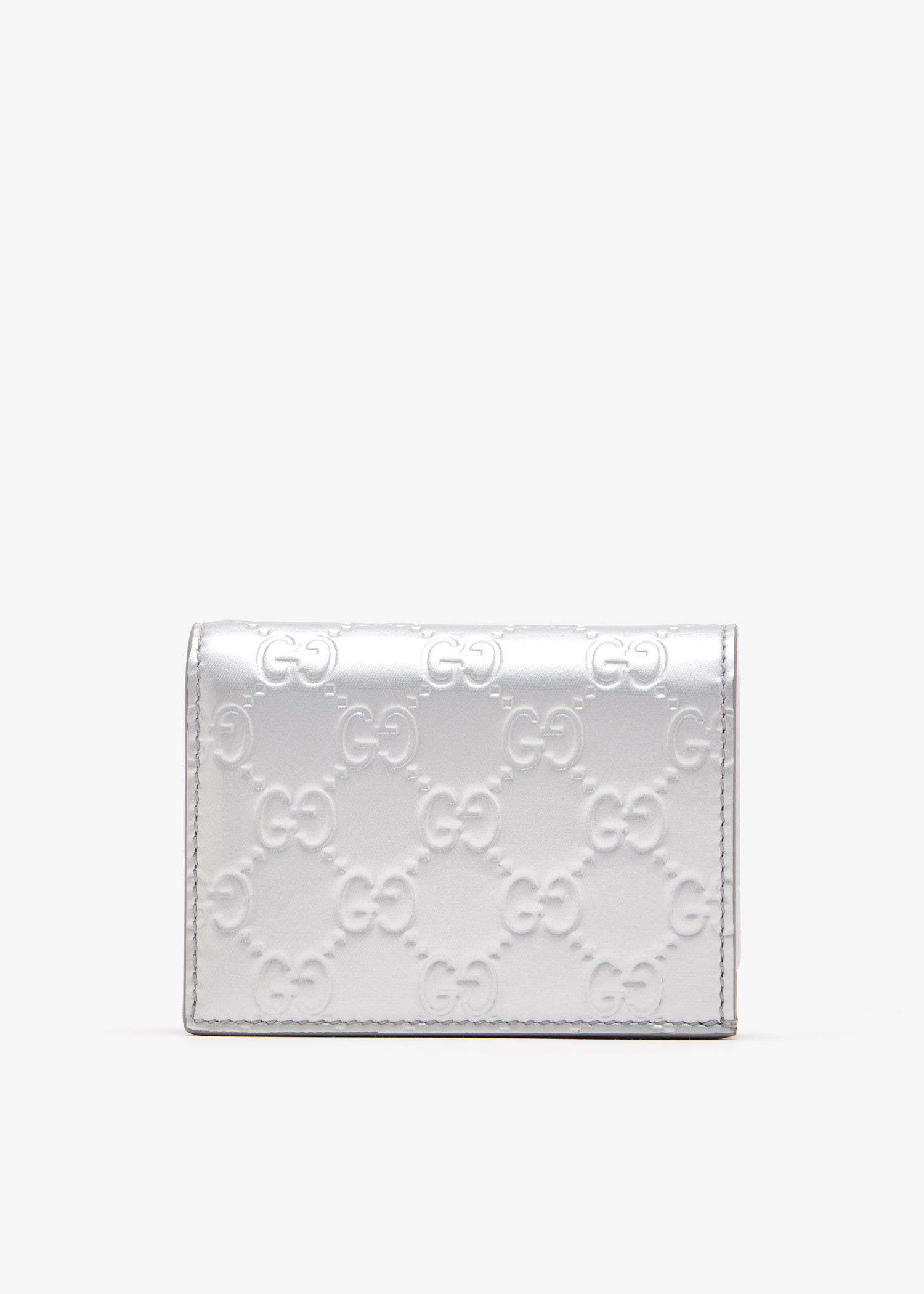 

GG Emblem small wallet, Silver