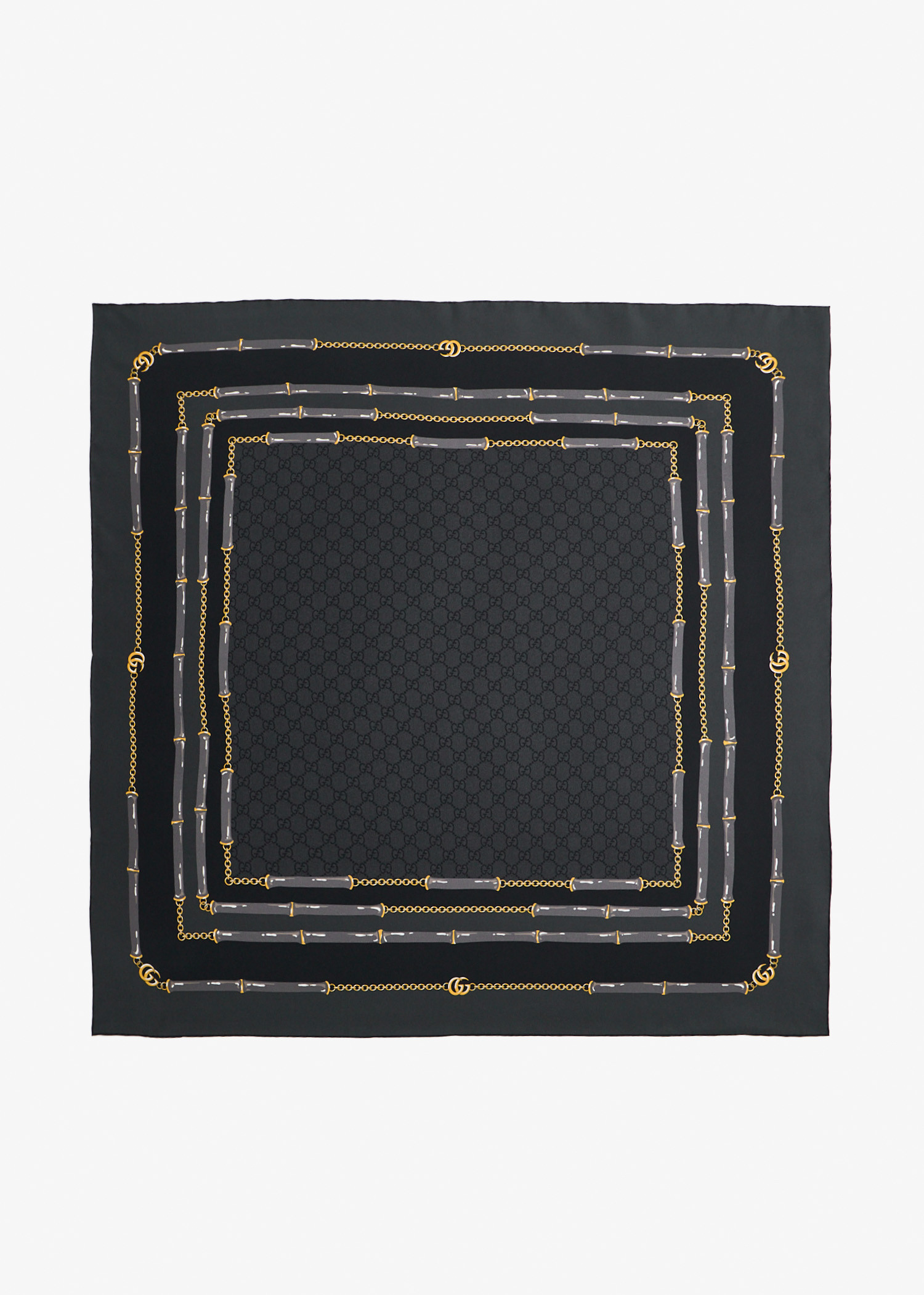 

GG silk jacquard scarf, Black
