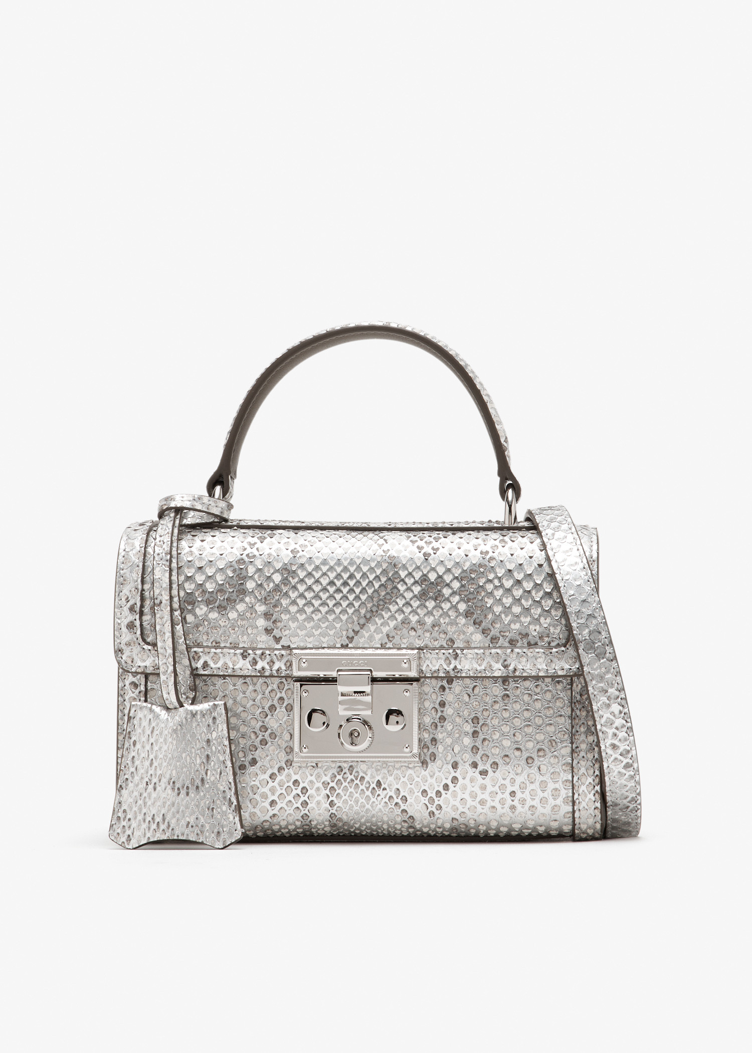 

Padlock python small top handle bag, Silver