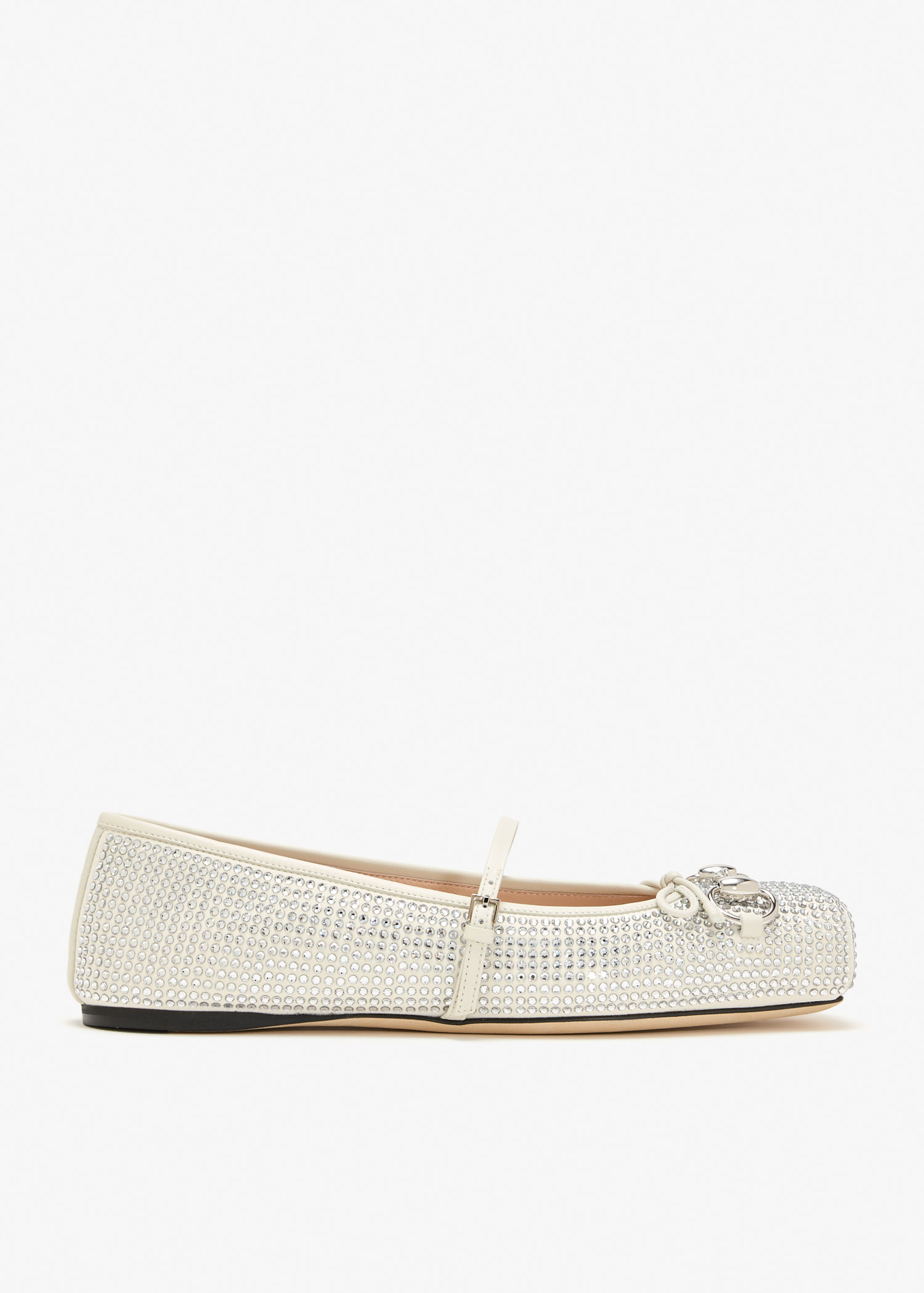 

Horsebit crystal ballet flats, White