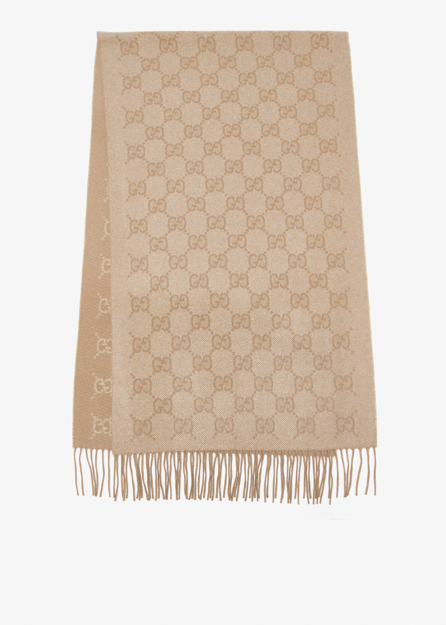 

GG cashmere lamé scarf, Beige