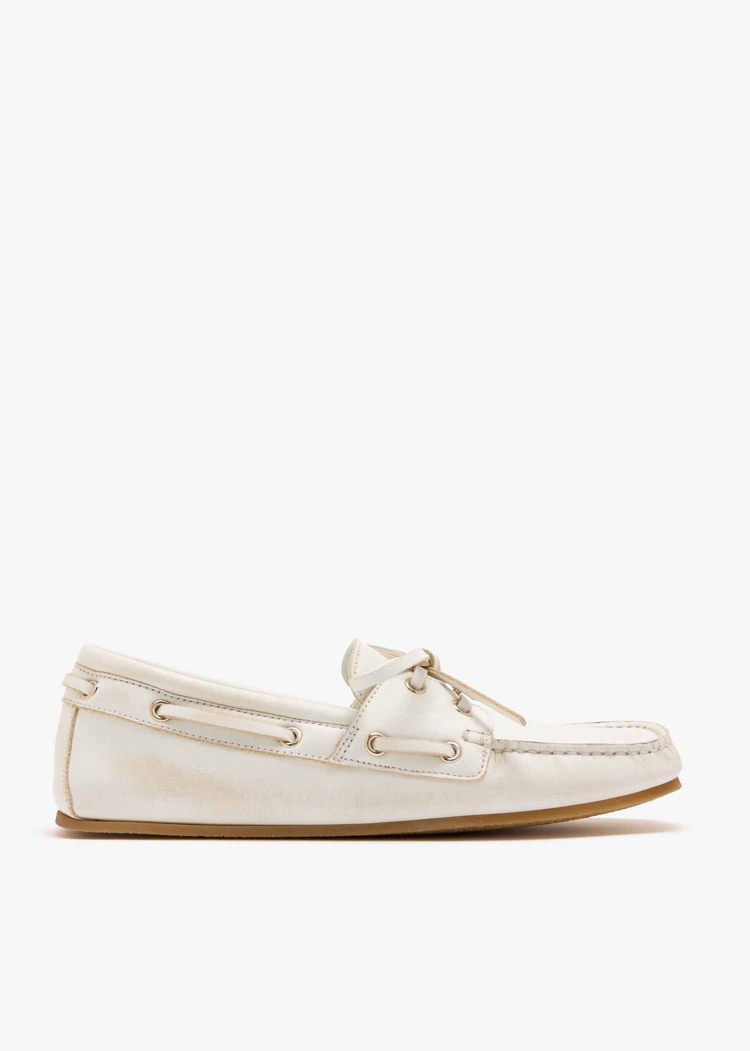 

Leather boat shoes, White