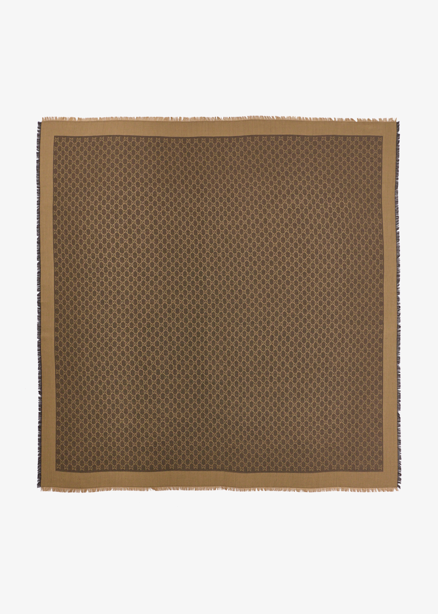 

GG silk wool shawl, Brown