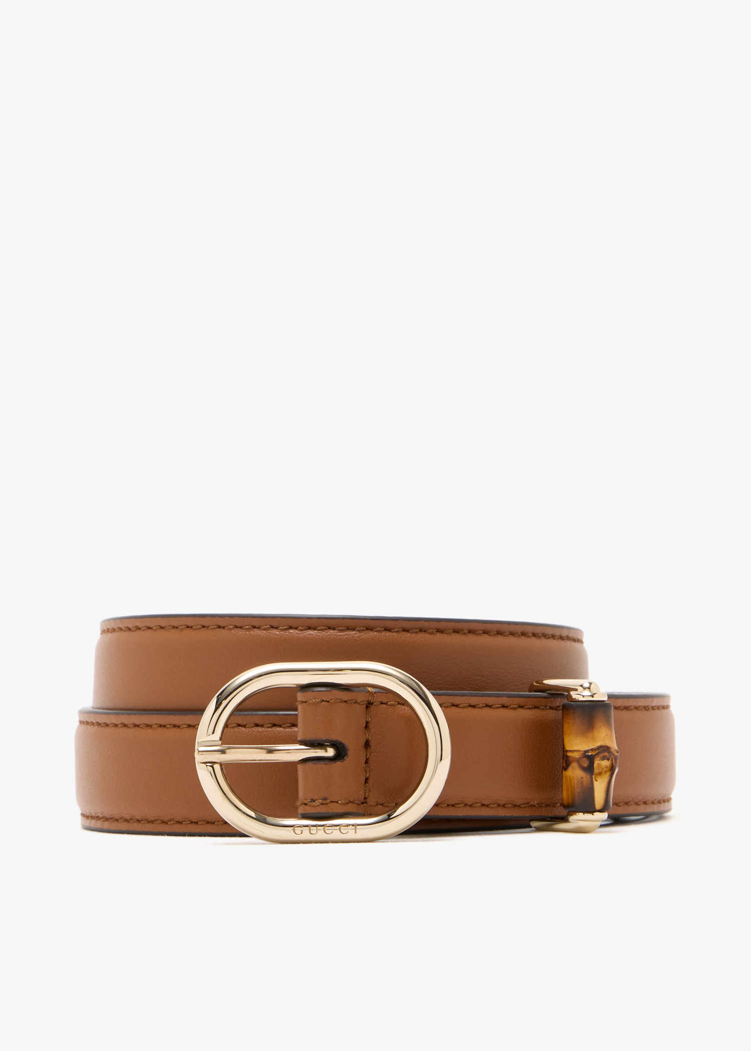 

Oval buckle thin belt, Brown