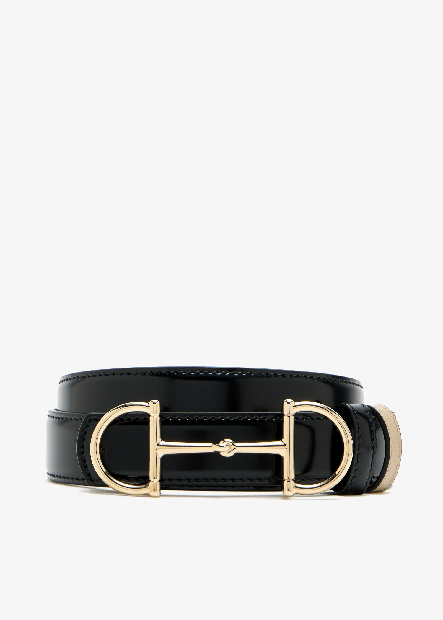 

Horsebit reversible thin belt, Black
