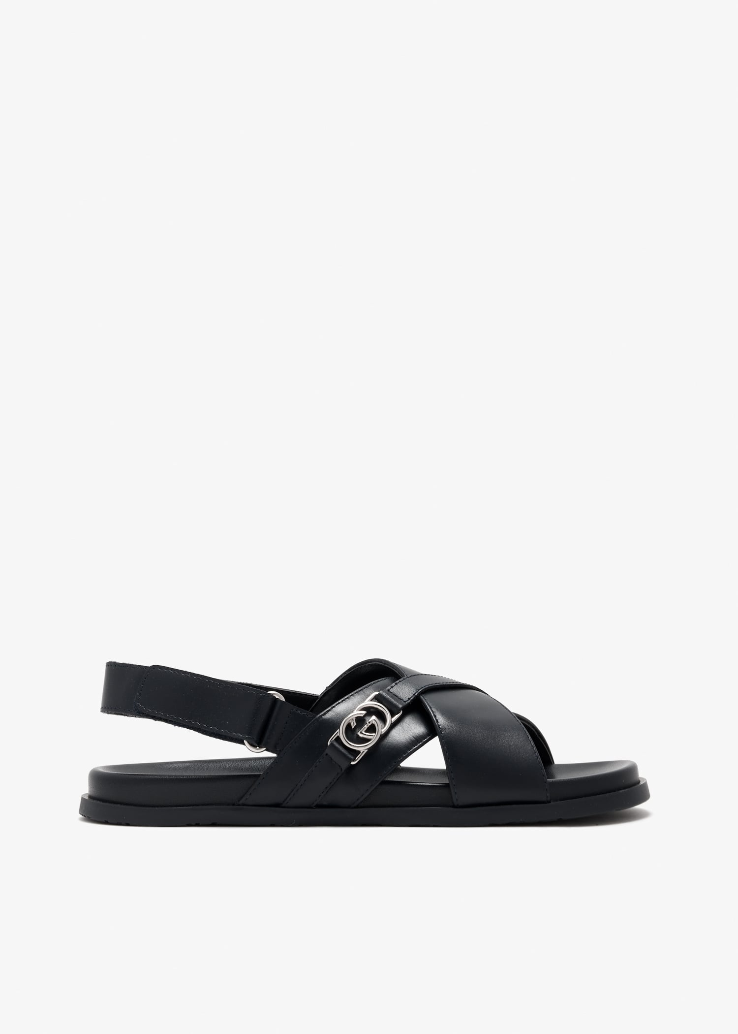 

GG leather sandals, Black