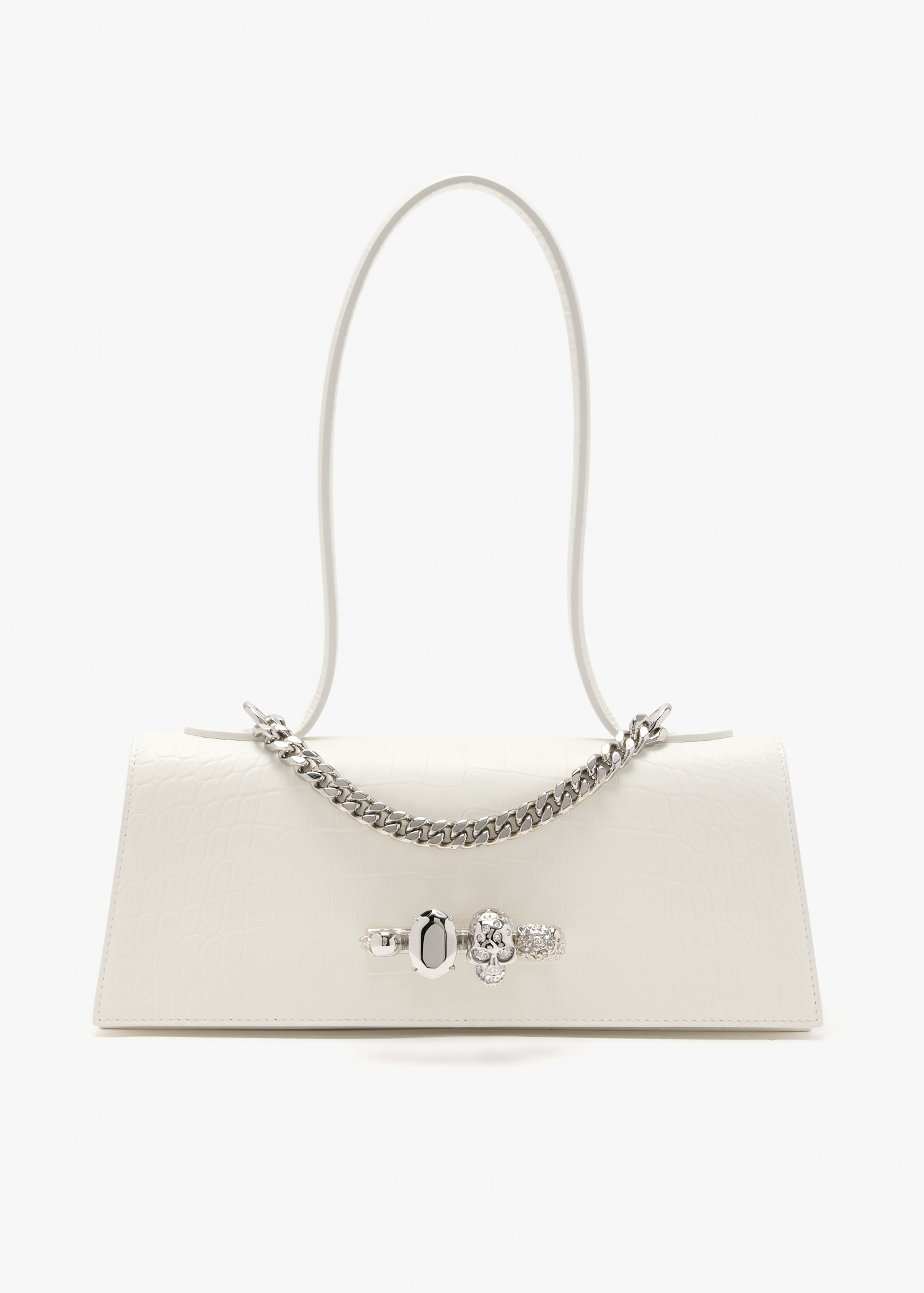 

Jewelled top-handle bag, White