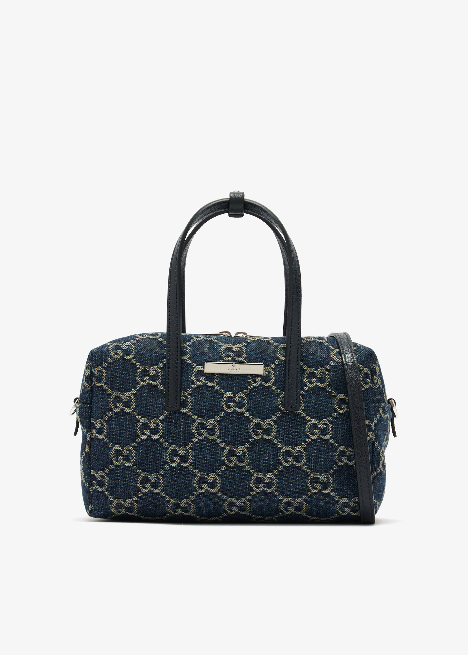 

GG Denim Small Boston bag, Blue