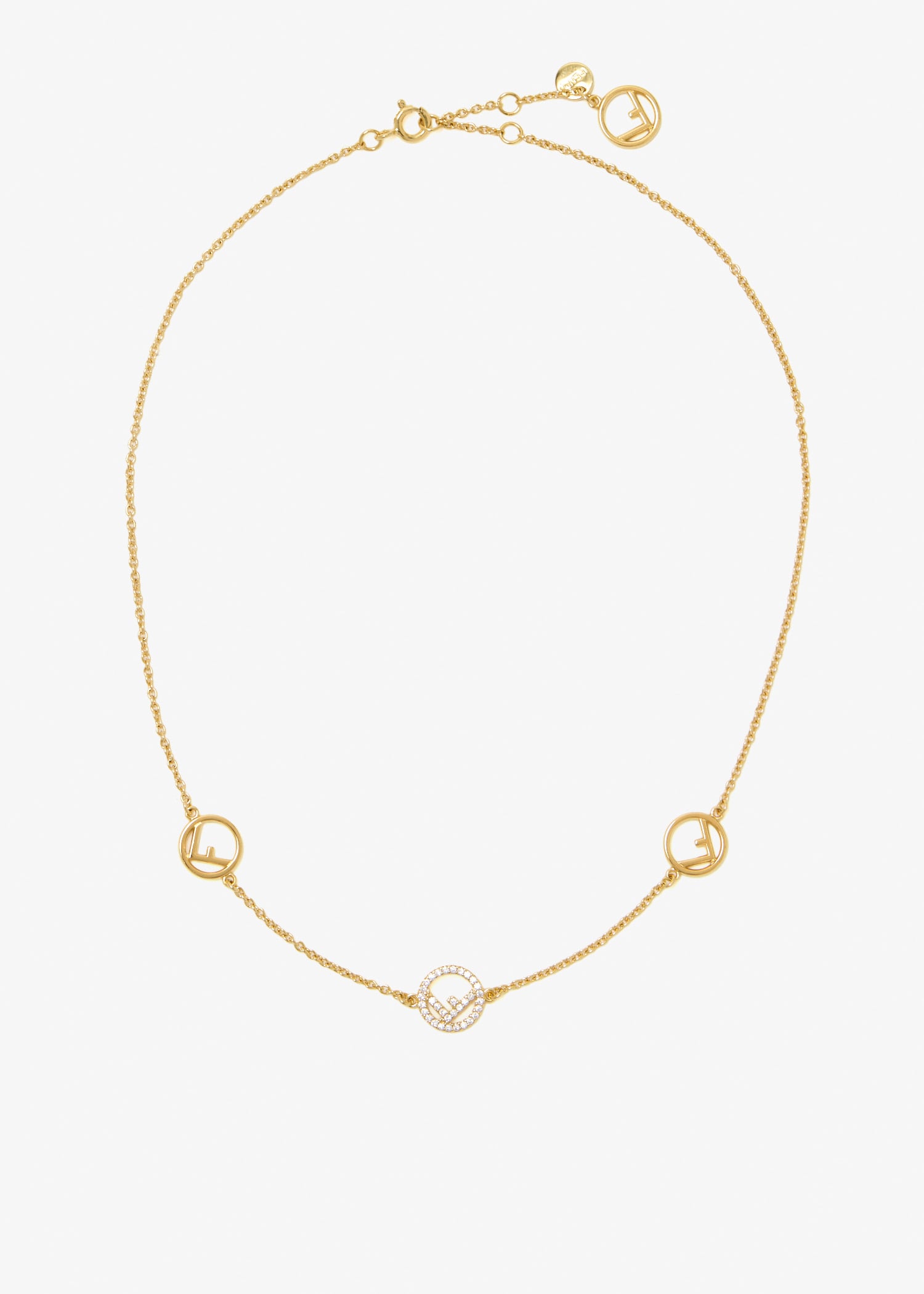 

F Is Fendi necklace, Gold