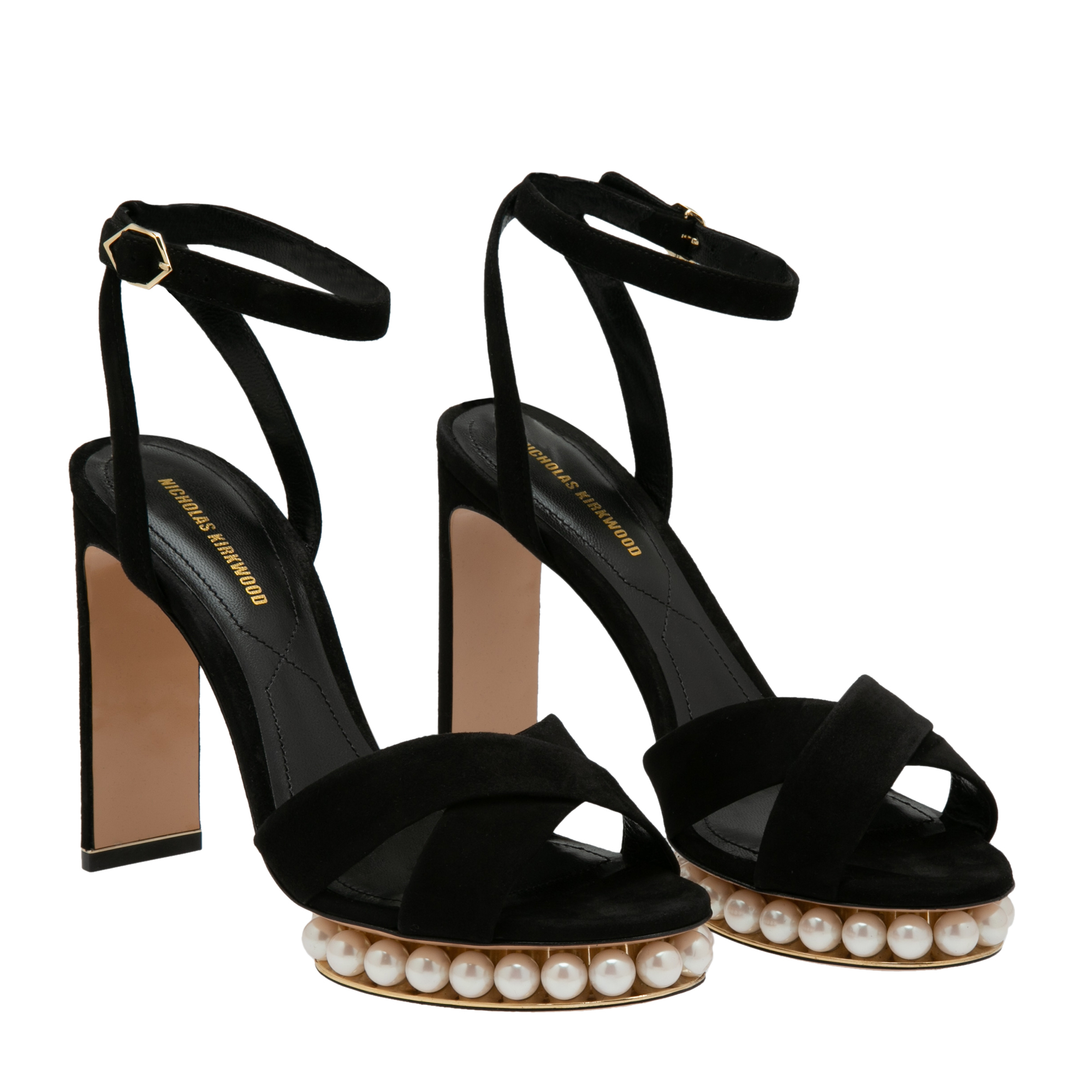 

Suede platform sandals, Black