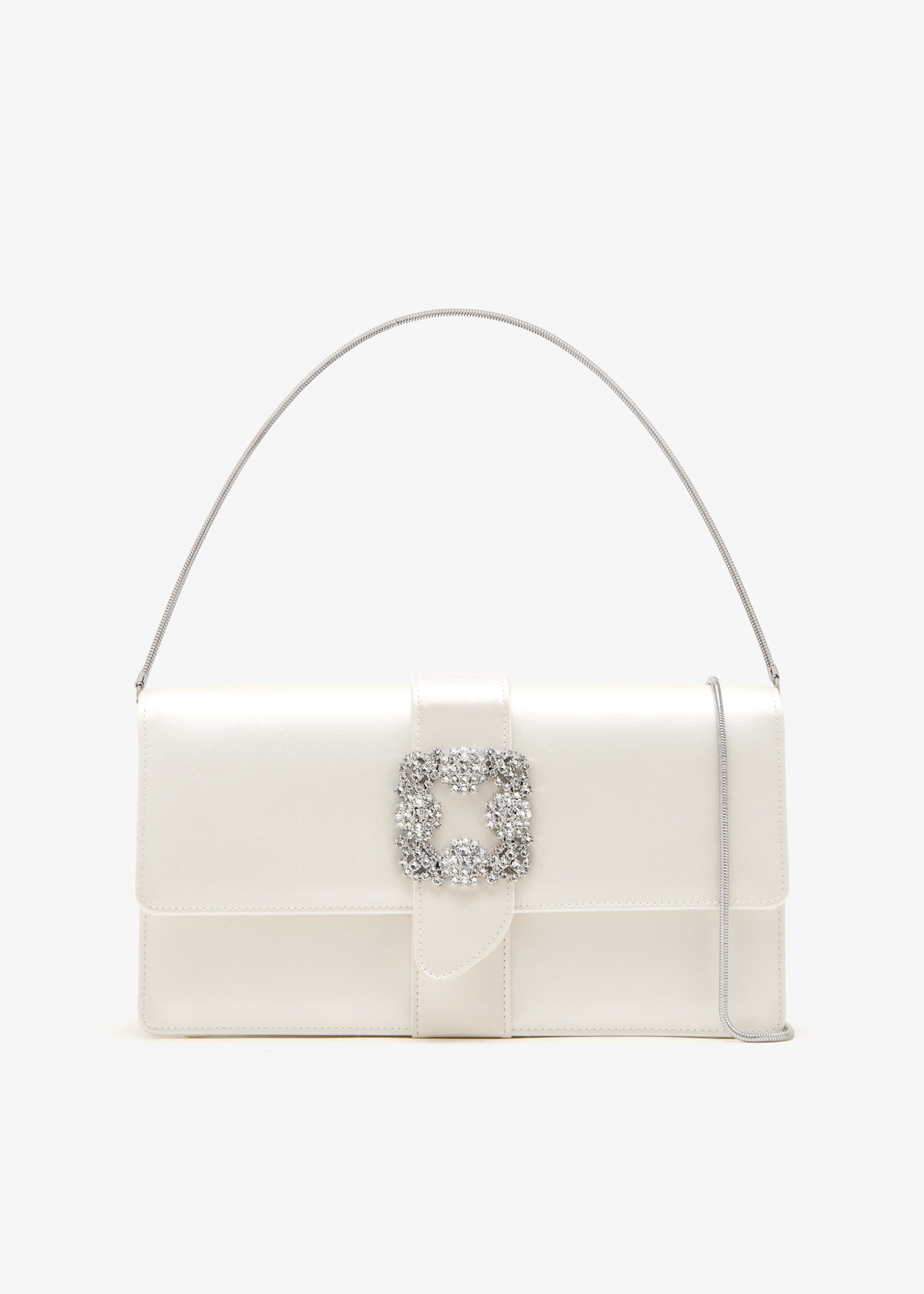 

Capri satin clutch, White