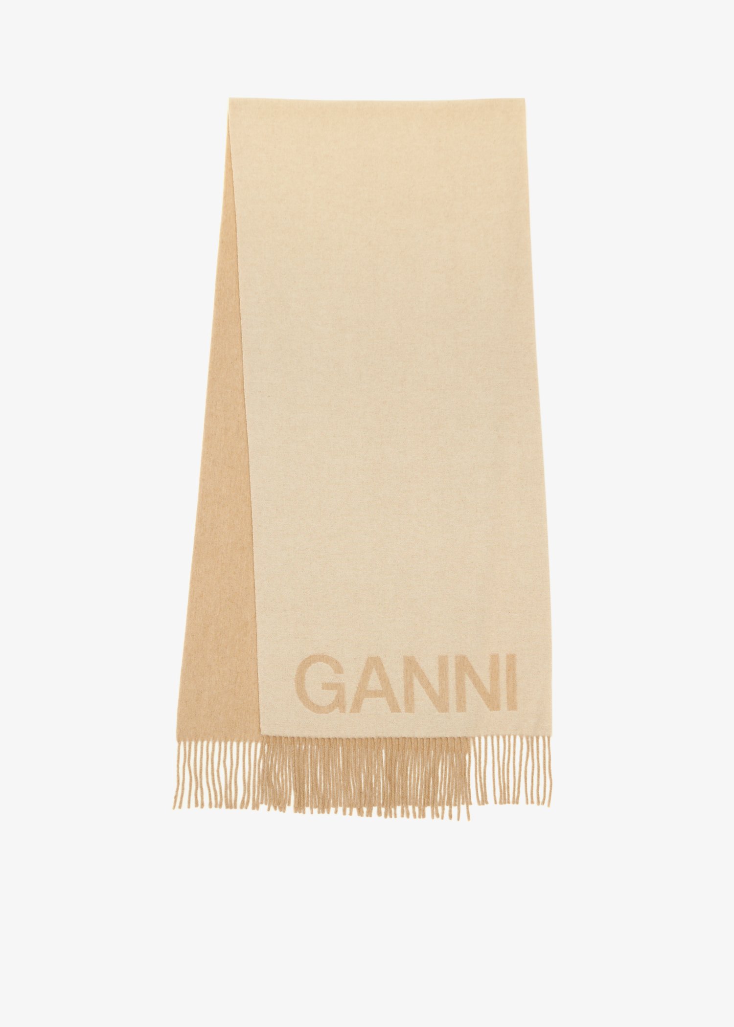 

Fringed wool scarf, Beige