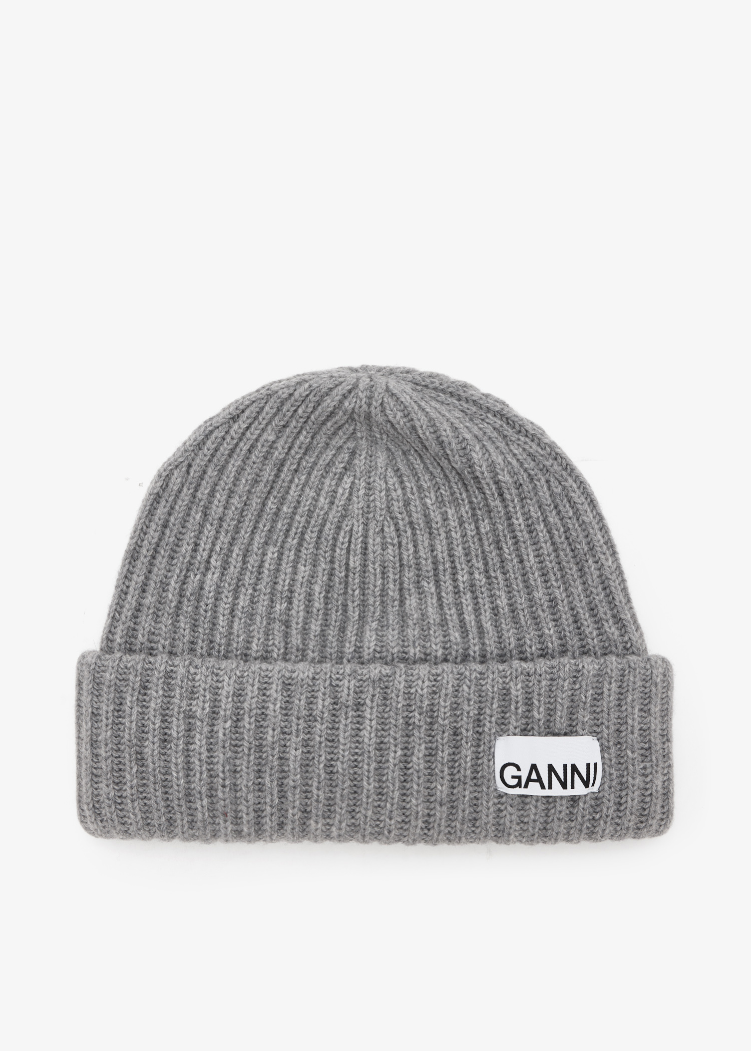 

Oversized wool rib knit beanie, Grey