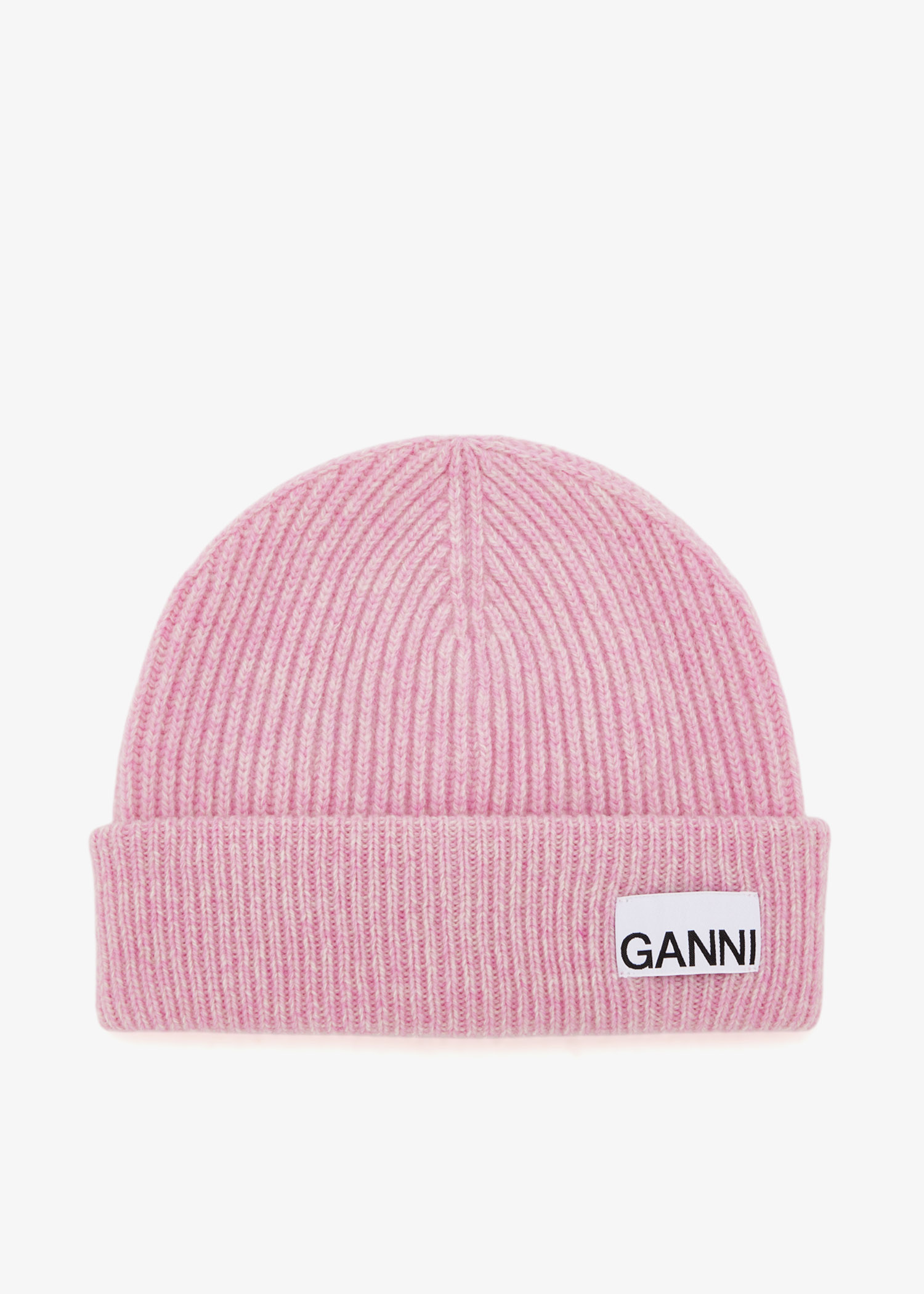 

Fitted rib knit wool beanie, Pink